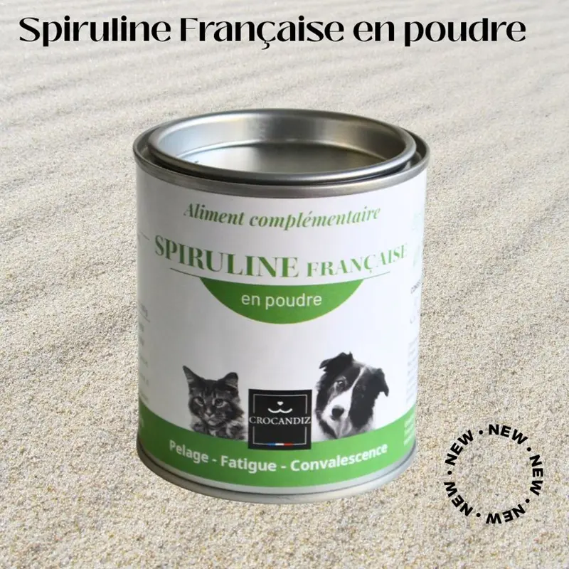Espirulina francesa para perros y gatos, alimento complementario.