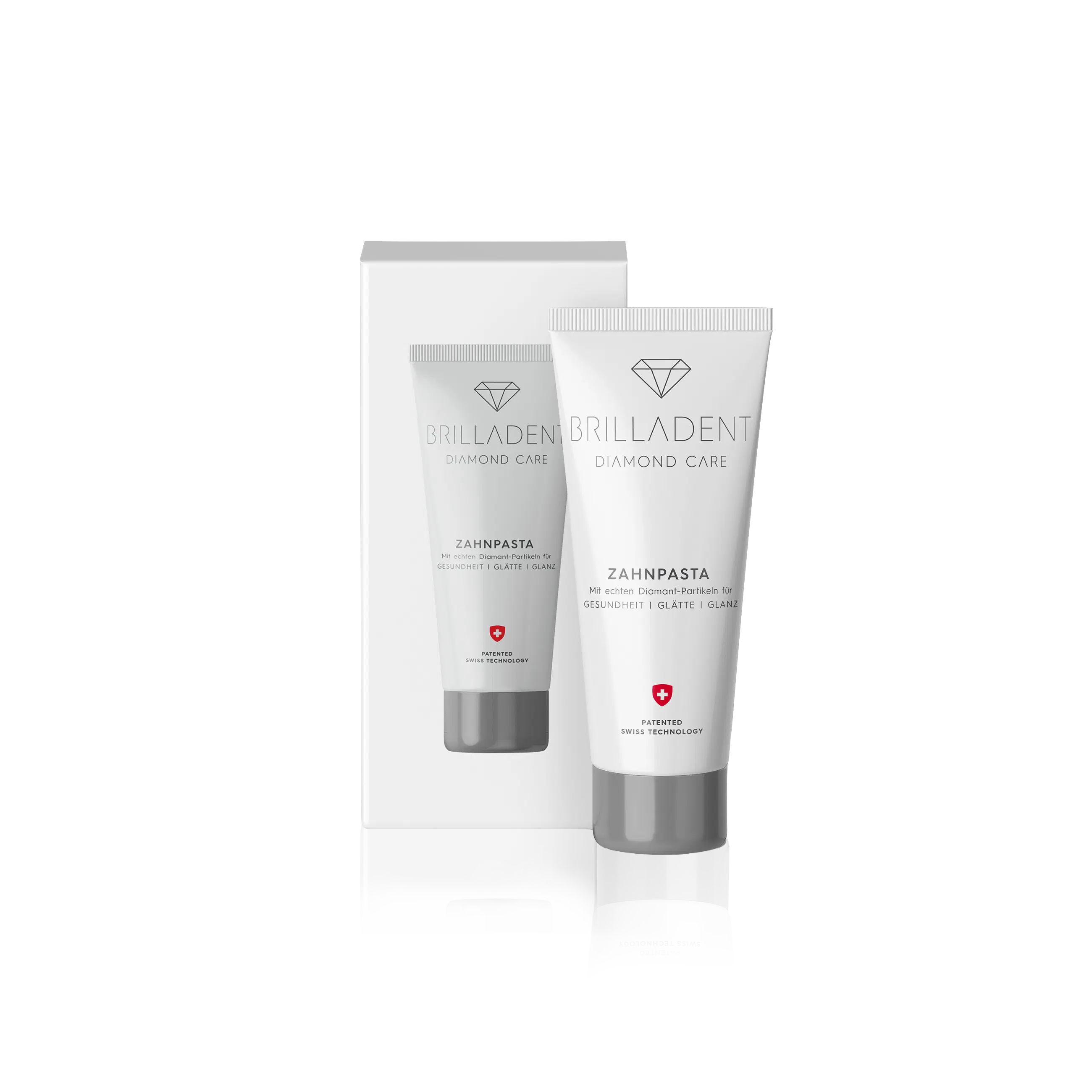 Brilladent Diamond Care 75ml | Toothpaste with diamond particles | Ideal for periodontal disease, periodontitis & tartar | Low abrasion | Delays plaque | Whiter teeth | Patented Swiss Technology