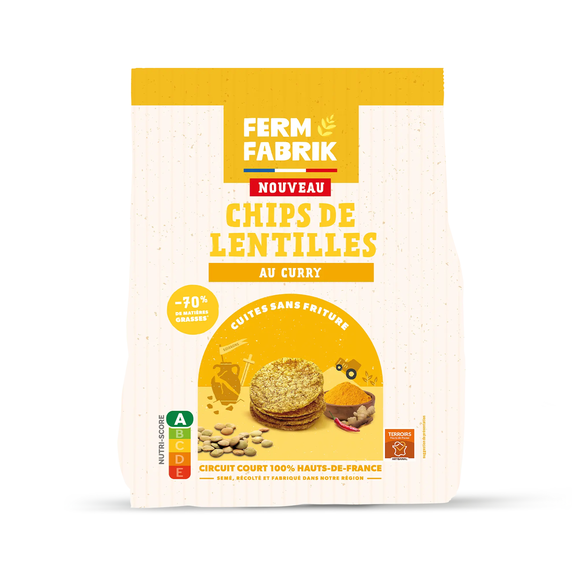 Artisanal Farm Lentil Chips - Curry Flavor