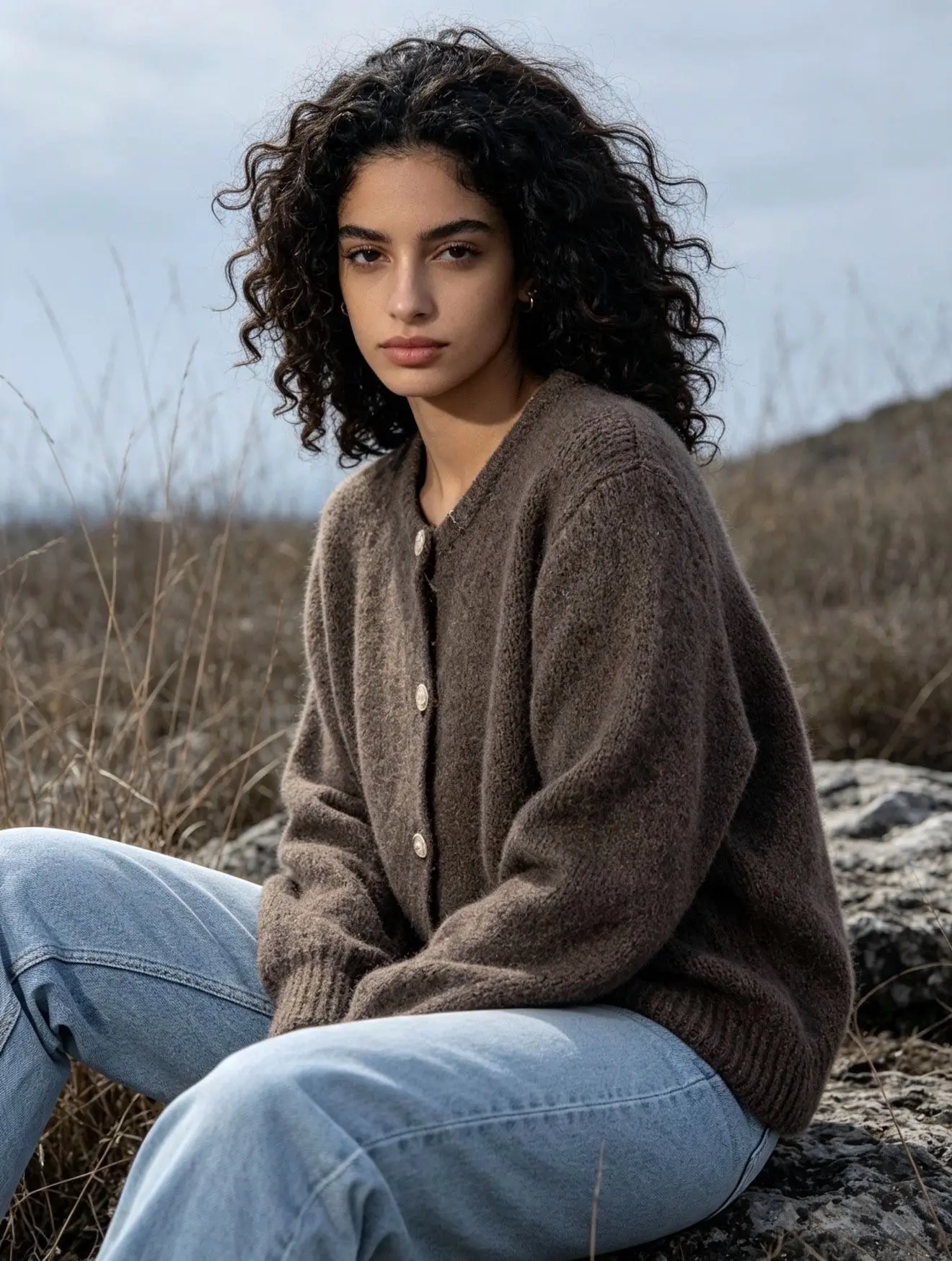 Soft and fluffy knit vest, blended with WOOL