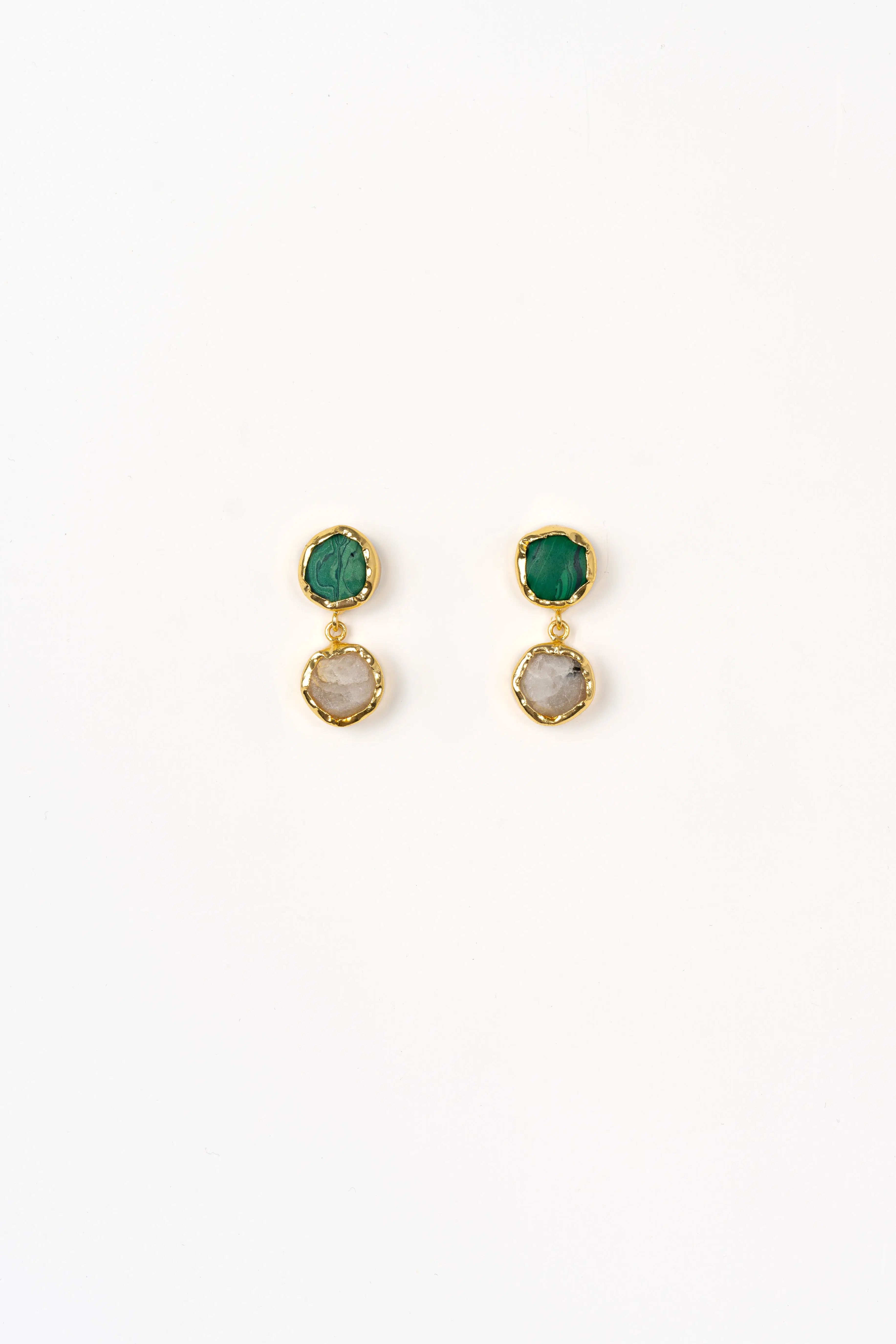Pendientes Piedras Verde y Blanca