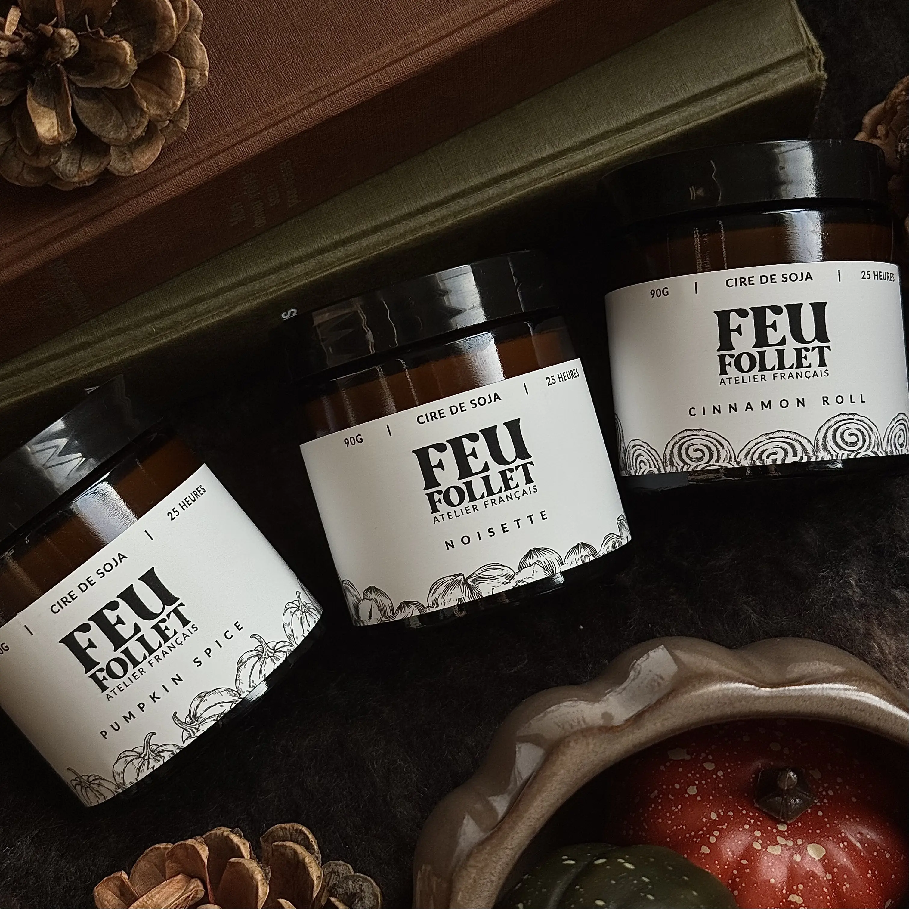 Coffret Bougies Artisanales, Kit Bougie Parfumée Cire de Soja, Coffret Cadeau Femme, Set Bougies Végétales | Cadeau Anniversaire - Douceurs d'automne