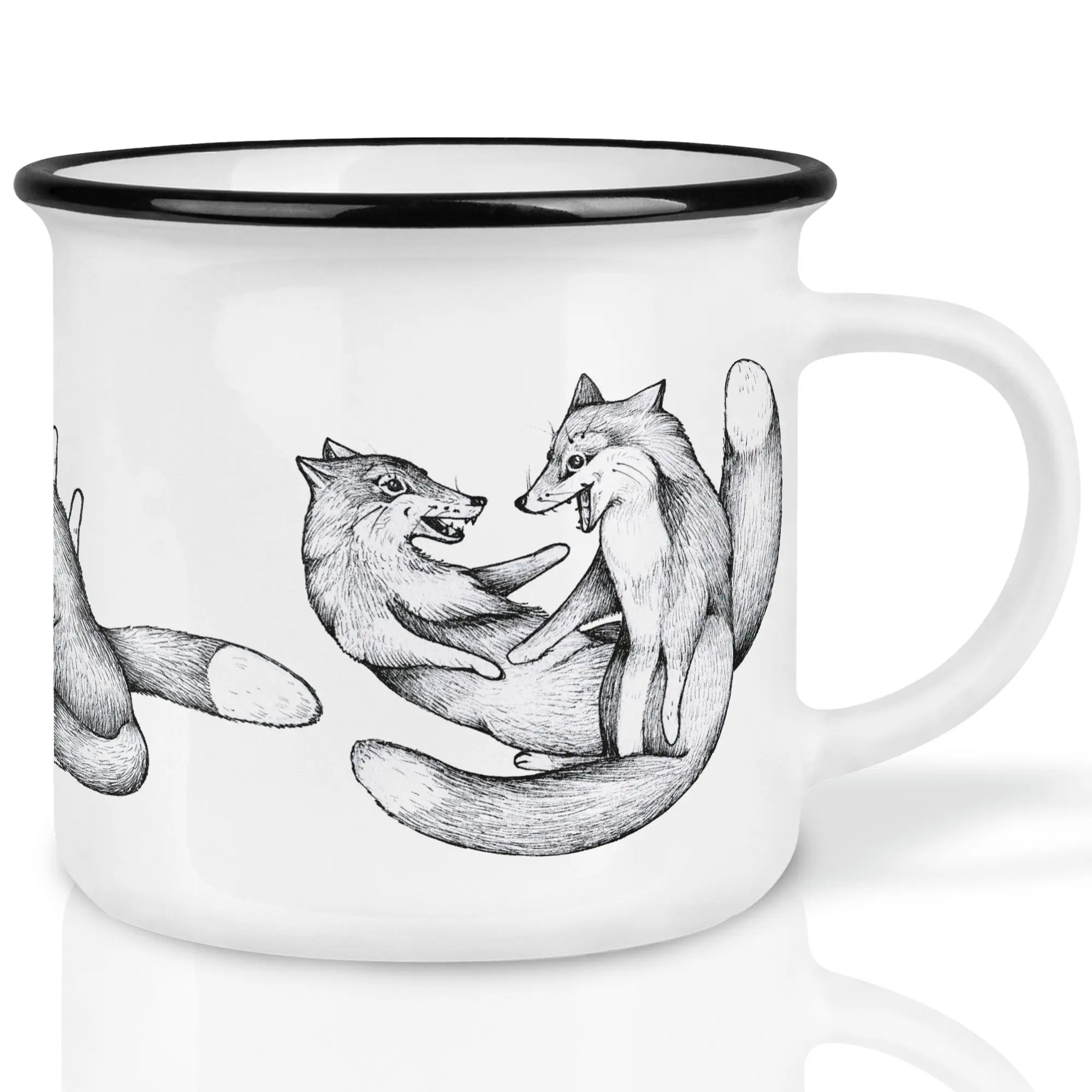 Keramiktasse – Tobende Füchse