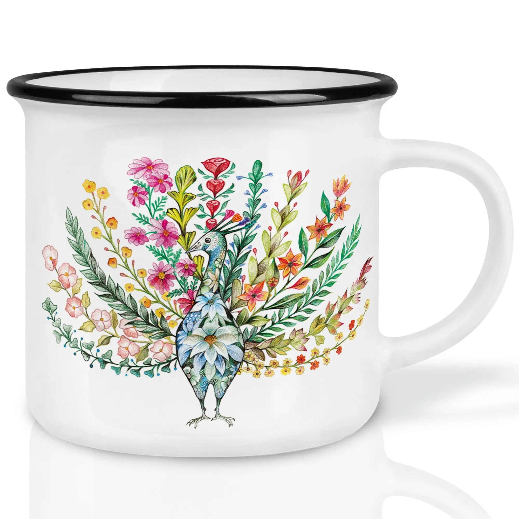 Keramiktasse – Blumenpfau
