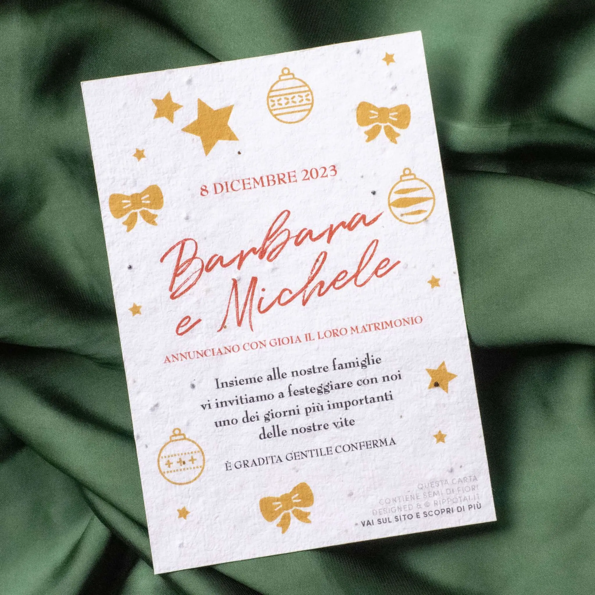 Partecipazioni matrimonio originali in carta piantabile: eleganza che fiorisce