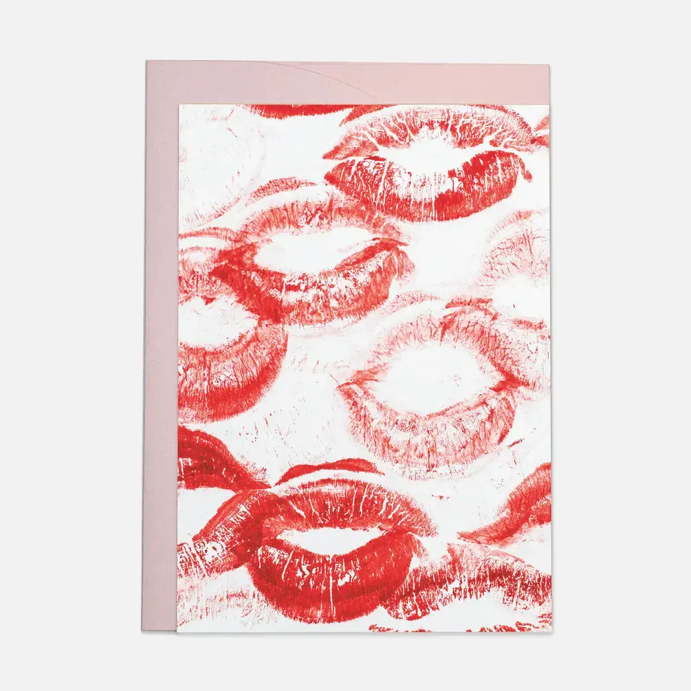 Lipstick kisses - greeting card
