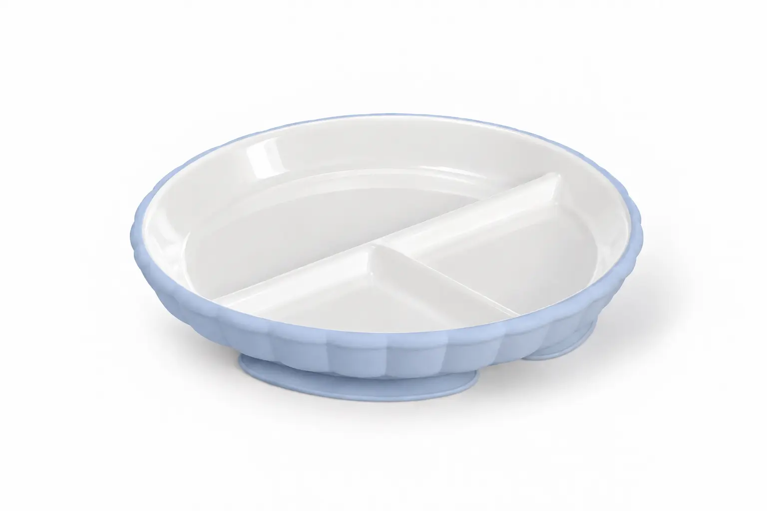 Piatto bambino ceramica a scomparti e base in silicone con ventosa