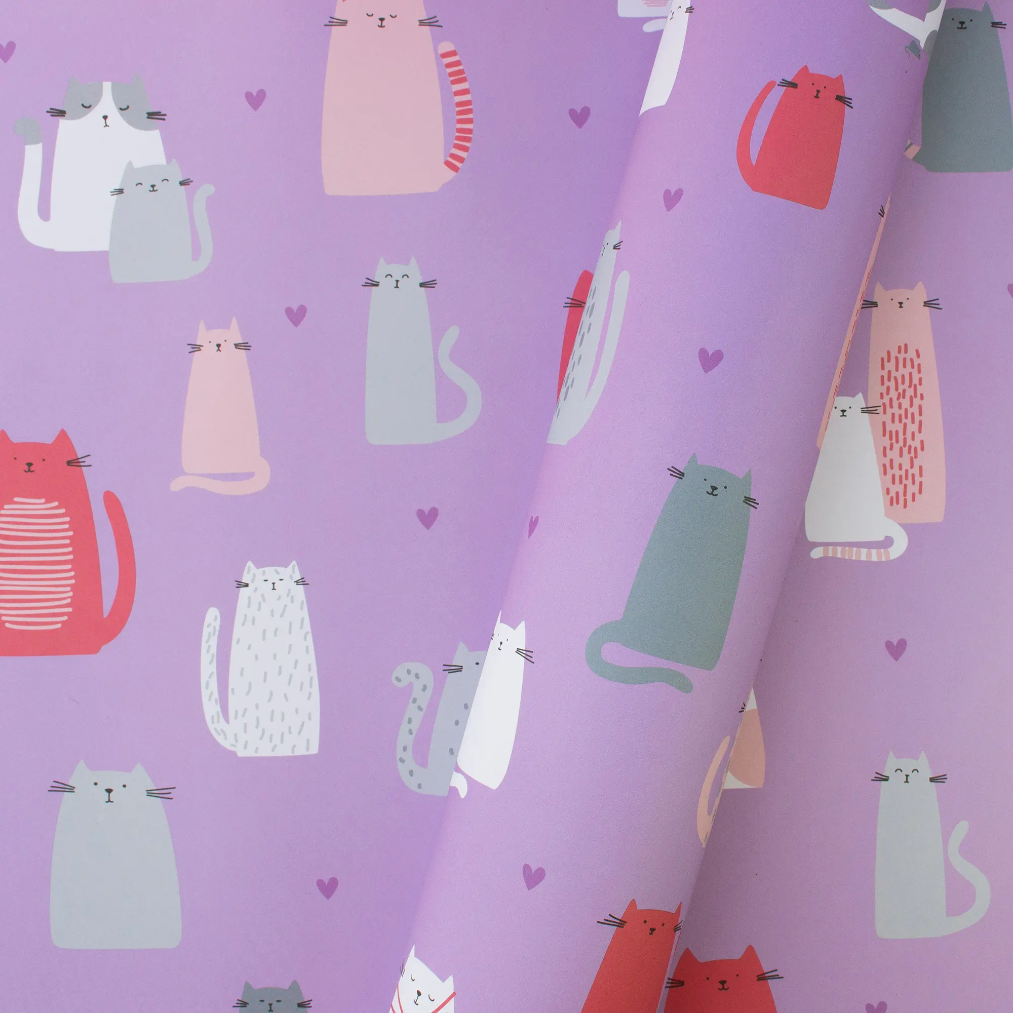 Geschenkpapier Katzen „Cute Cats“ – Recyclingpapier in Lila