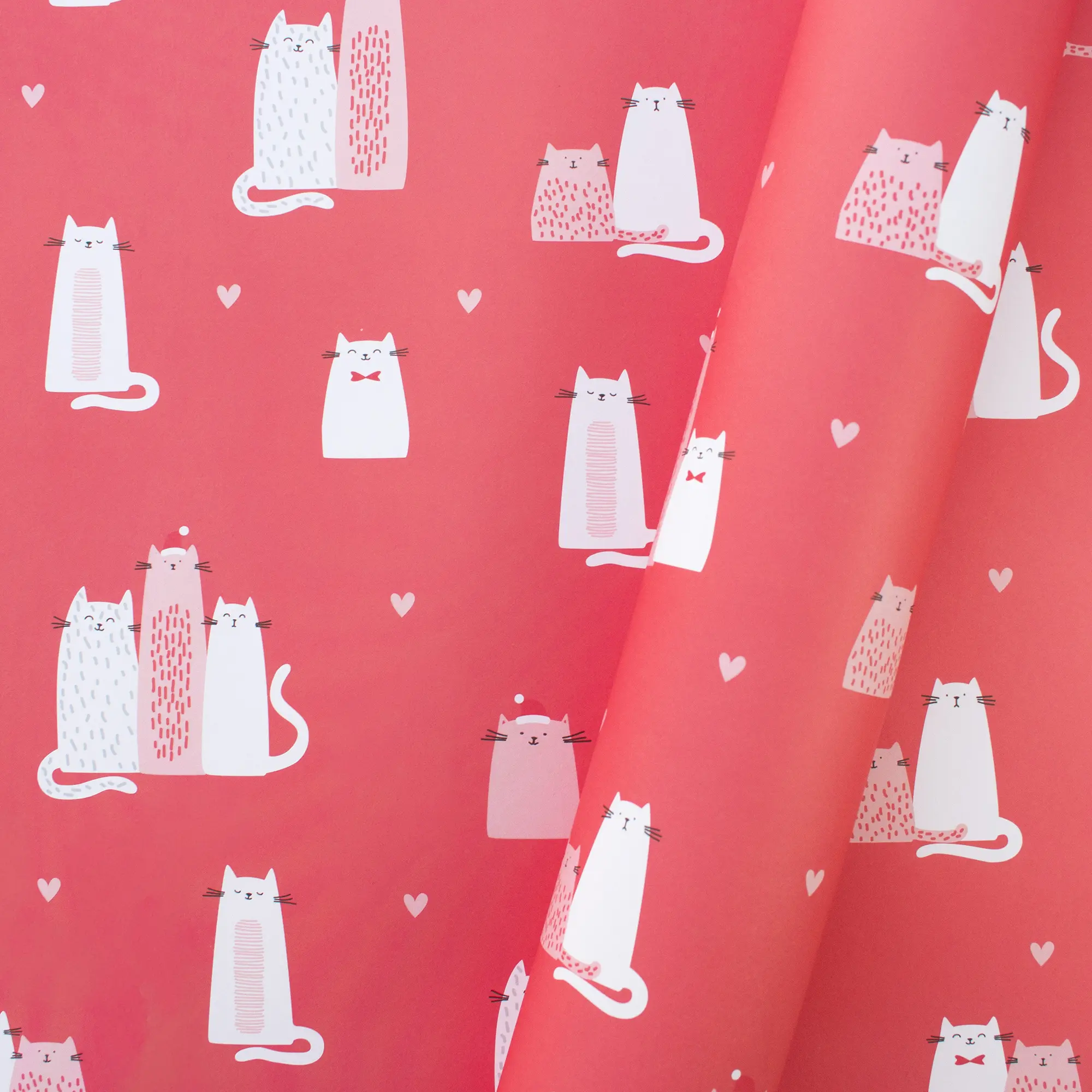 Geschenkpapier Weihnachten mit Katzen „Christmas Cats“ Rot