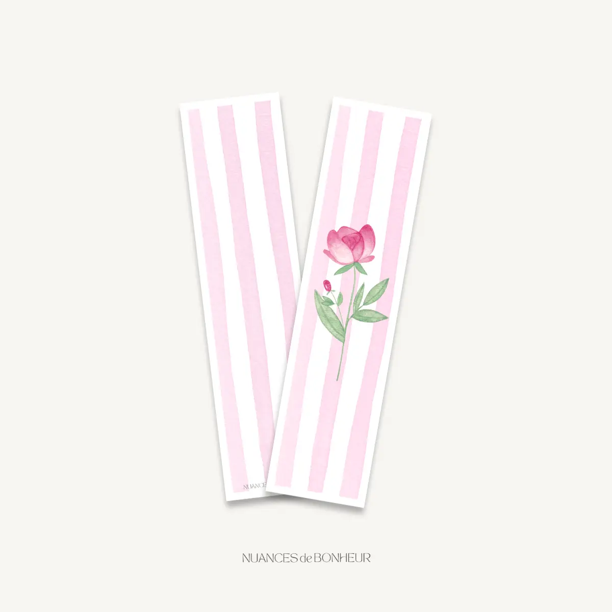 Marque-page – Rose – Illustration aquarelle