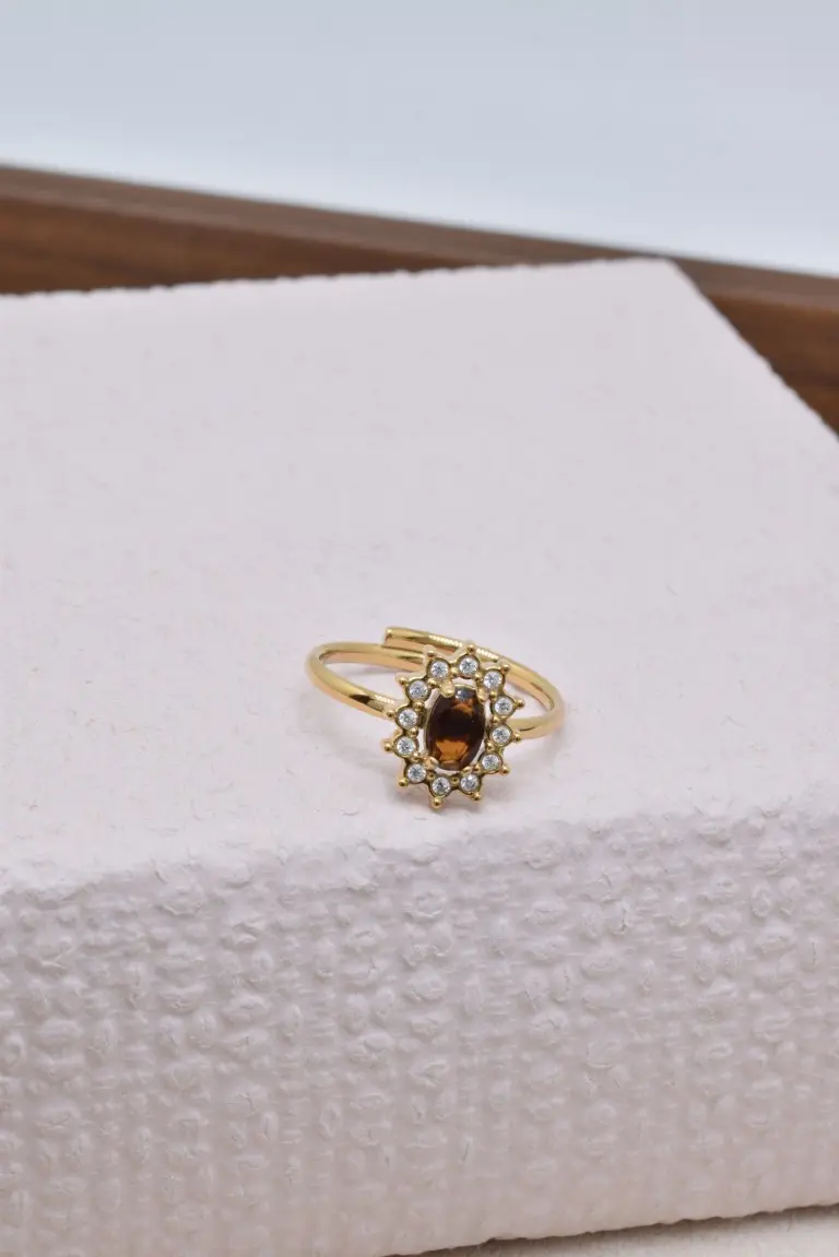 Stainless steel crystal ring - BG100549OR-MA