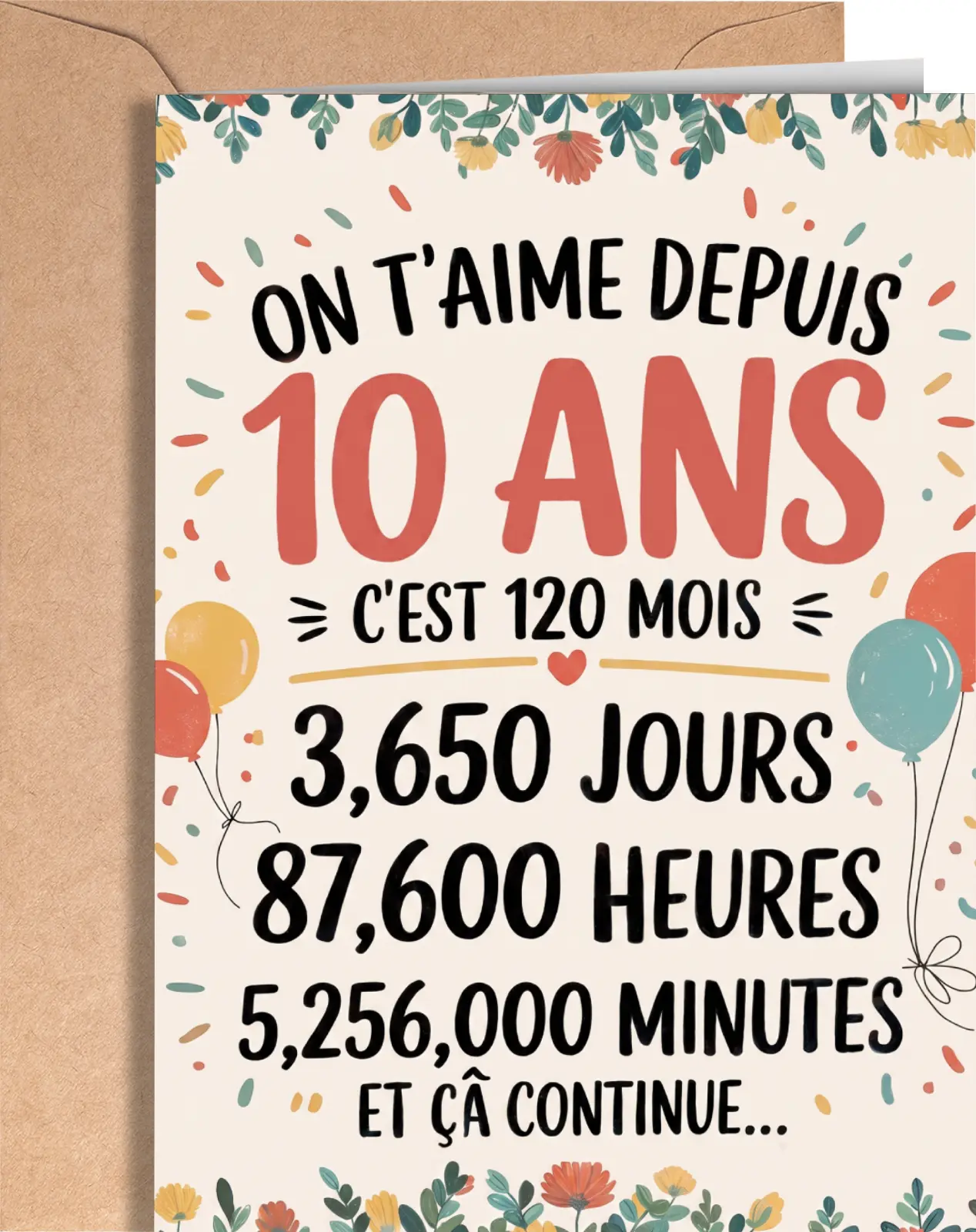 French 10th Birthday Card - Birthday Card for 10 Years Old