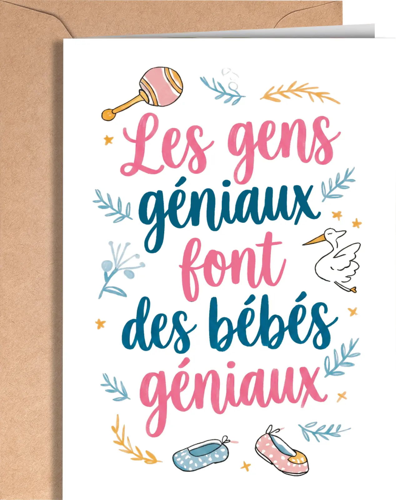 French New Baby Card - Baby Shower Card for New Parents