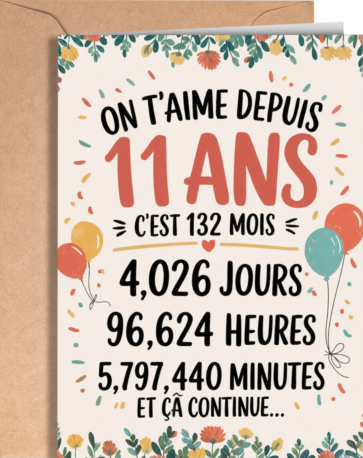 French 11th Birthday Card - Birthday Card for 11 Years Old