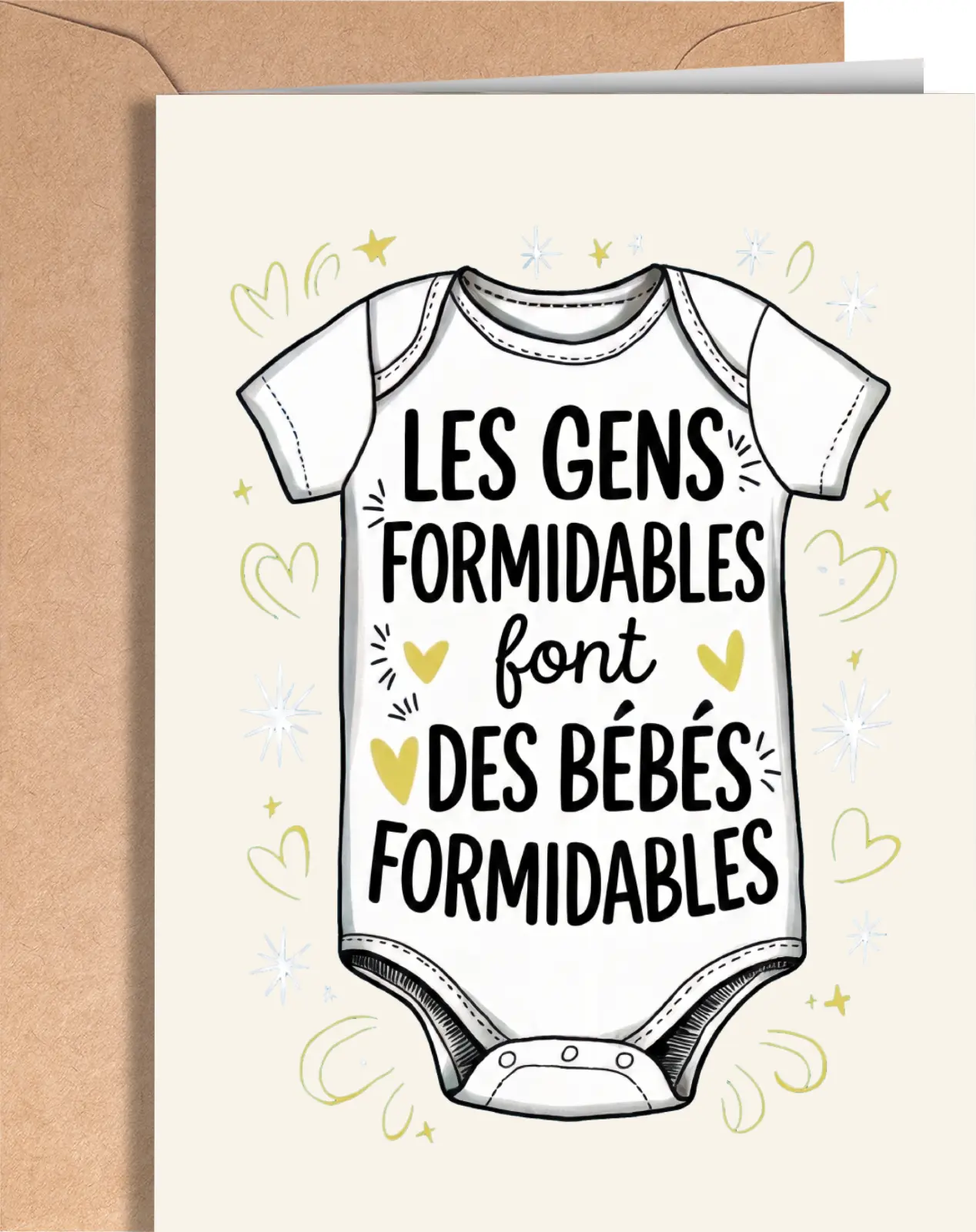 French New Baby Card - Baby Shower Card for New Parents