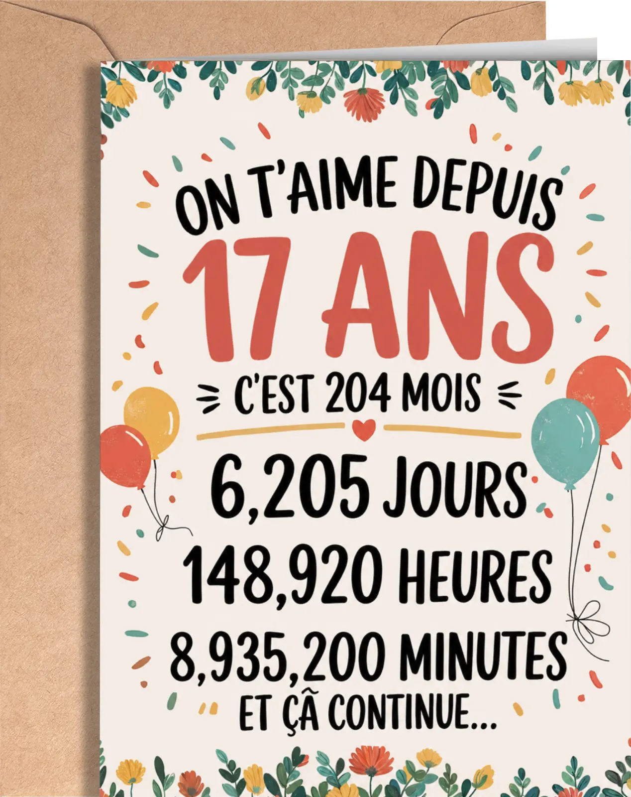 French 17th Birthday Card - Birthday Card for 17 Years Old