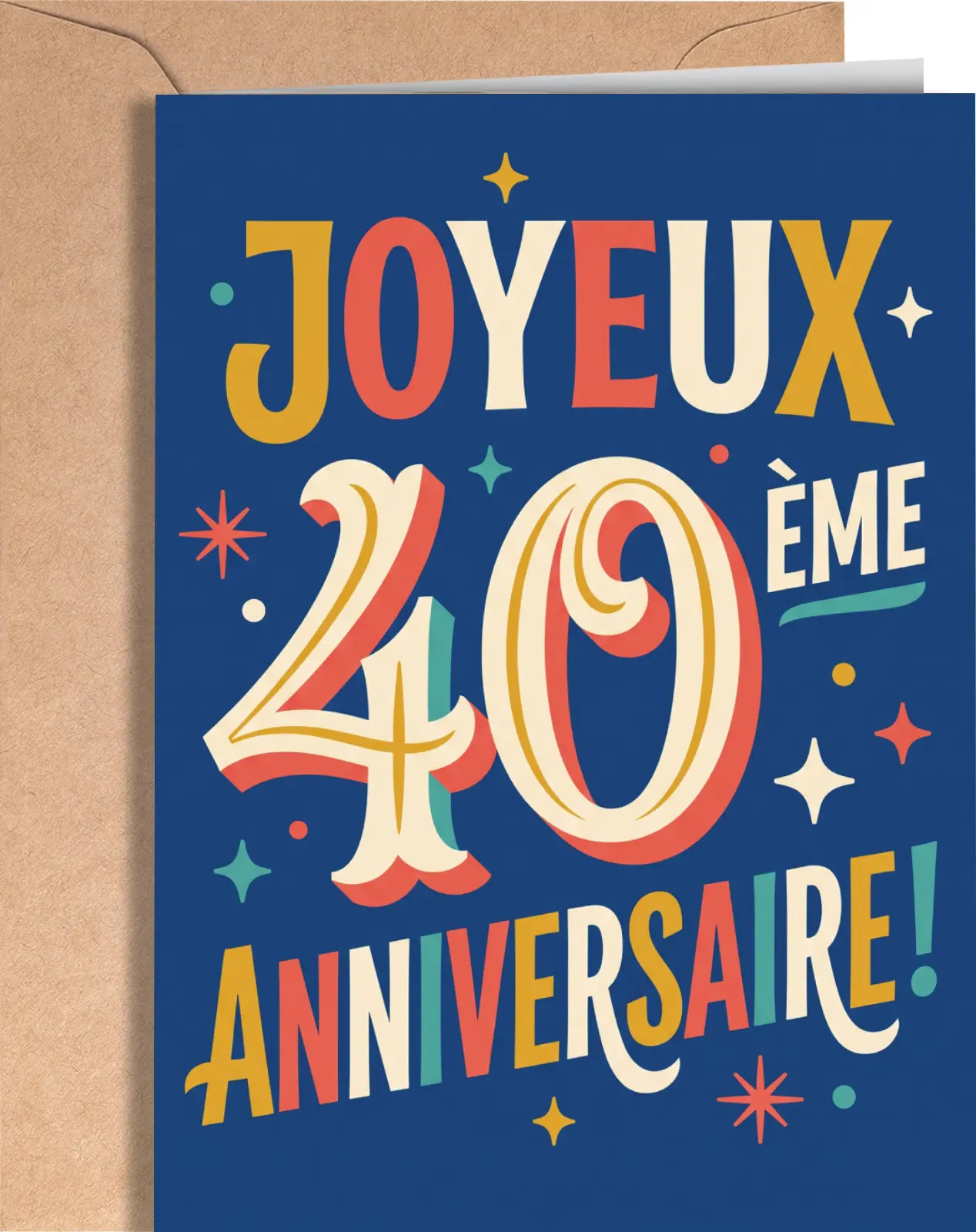 French 40th Birthday Card - Birthday Card for 40 Years Old