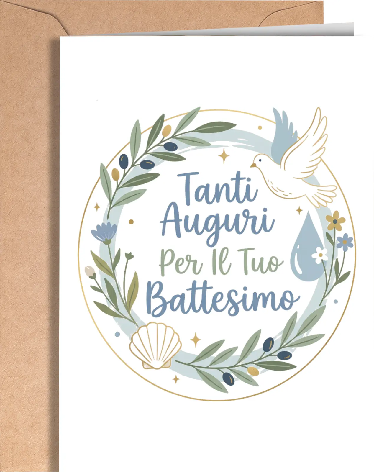 Carte de baptême italienne - Carte religieuse catholique