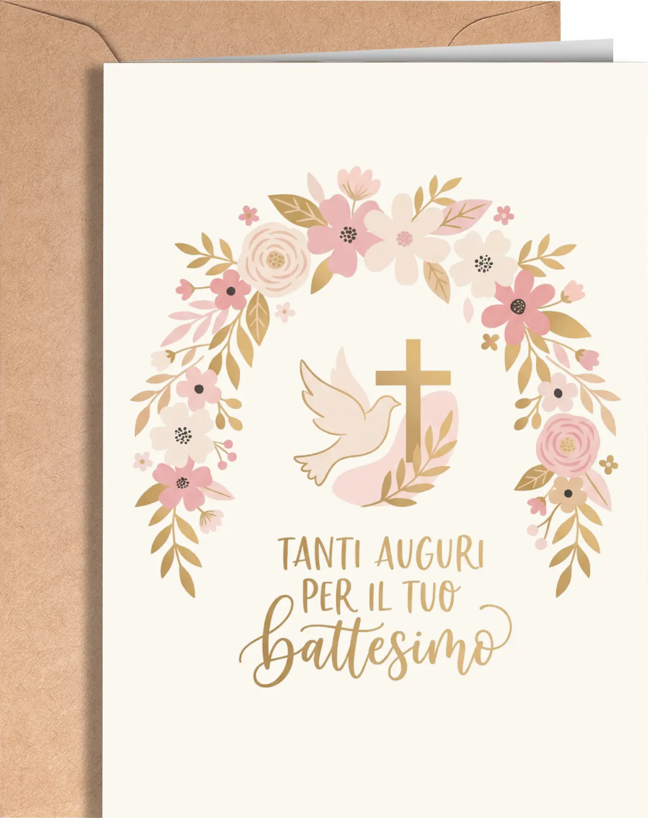 Carte de baptême italienne - Carte religieuse catholique