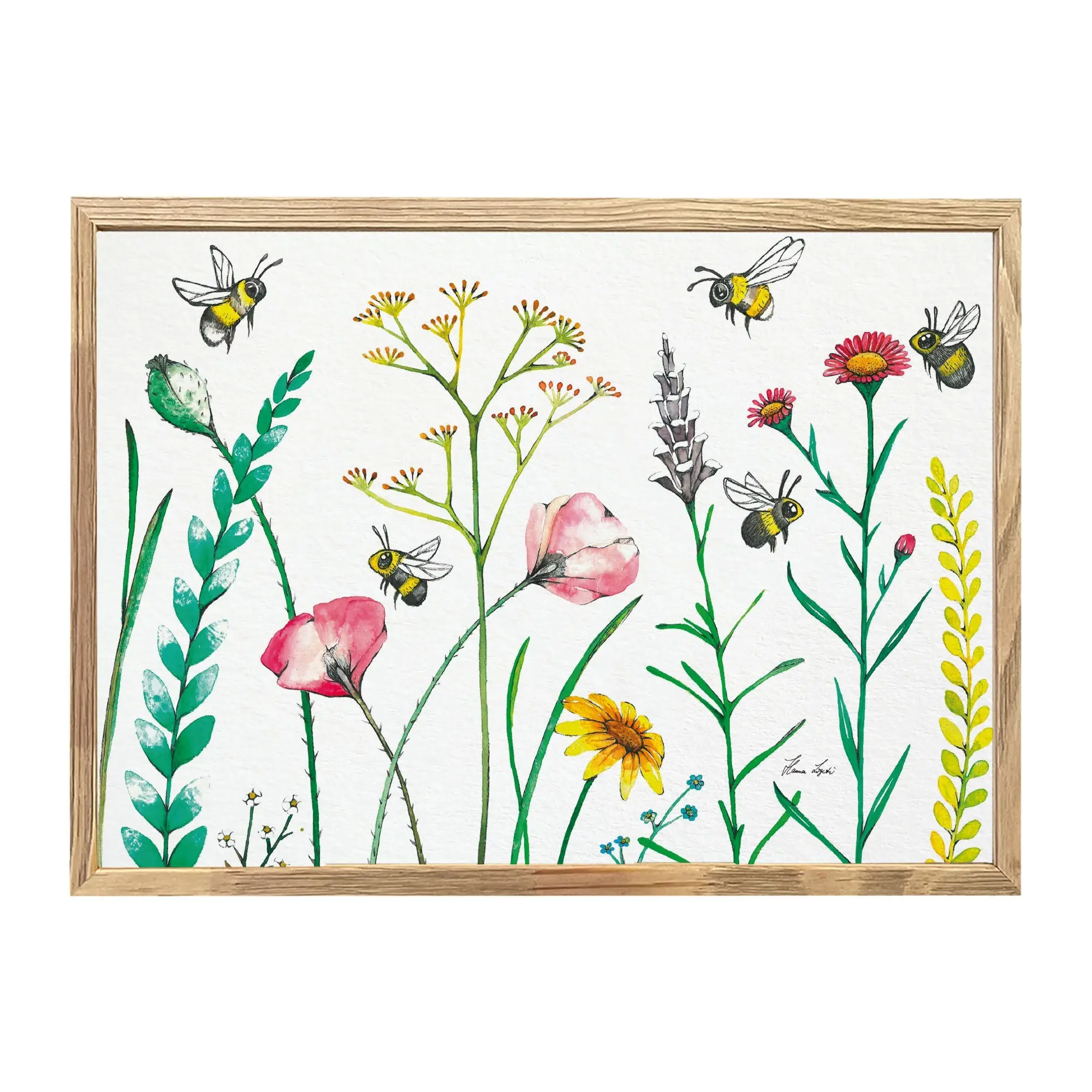 Kunstdruck - Bienen & Blumen