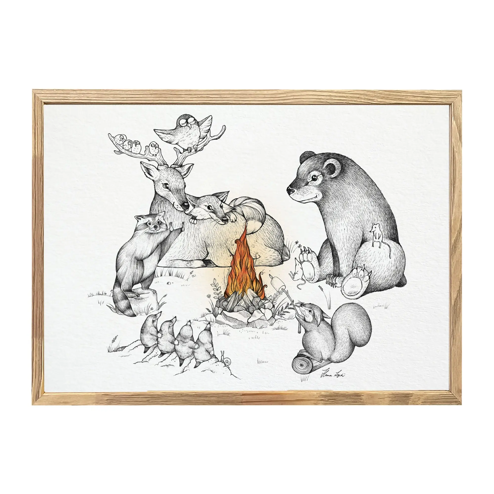 Kunstdruck - Lagerfeuertiere