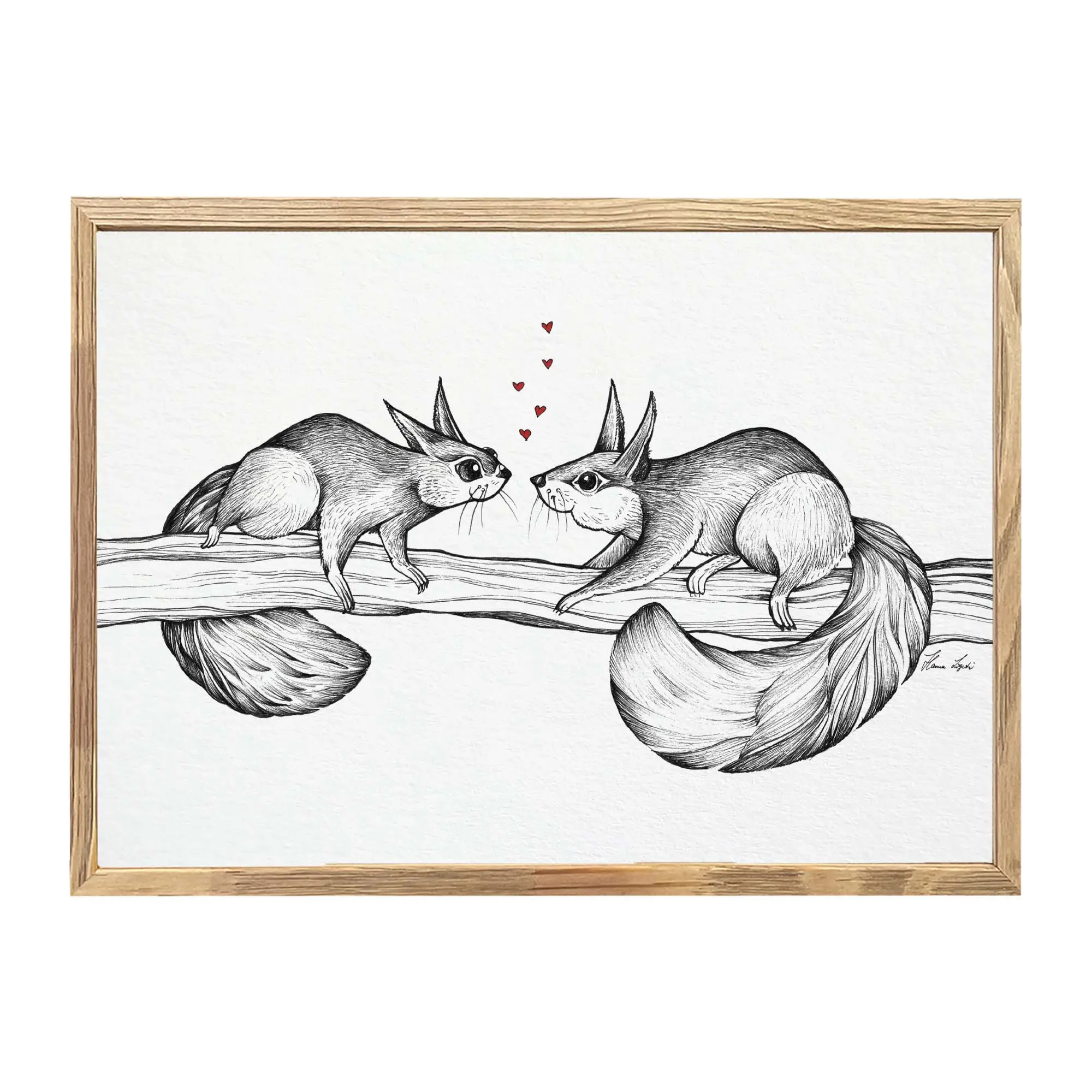 Kunstdruck - Zwei Hörnchen