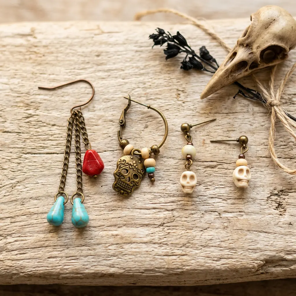 Gothic Skull Earring Set