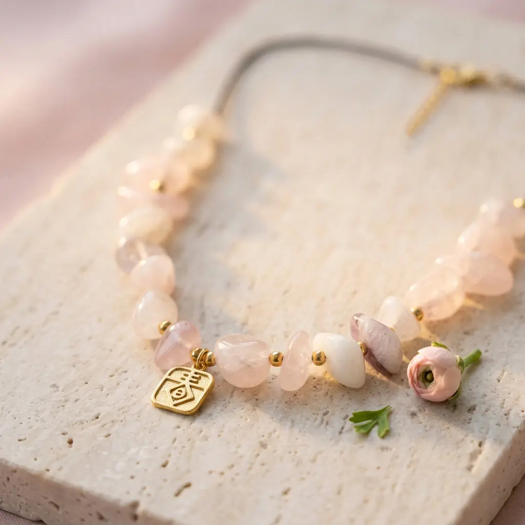 Rose Quartz Beaded Necklace