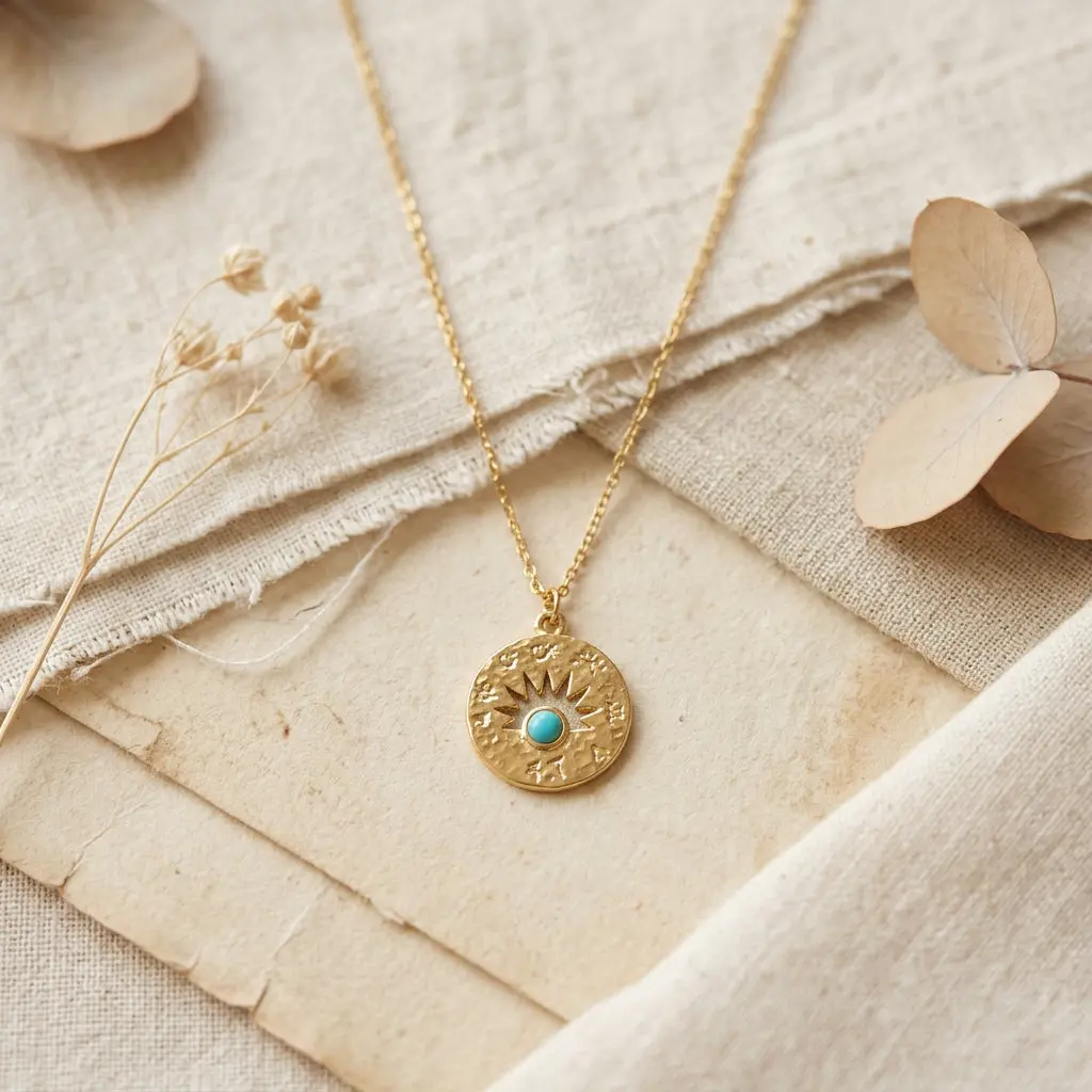 Celestial Turquoise Sun Necklace