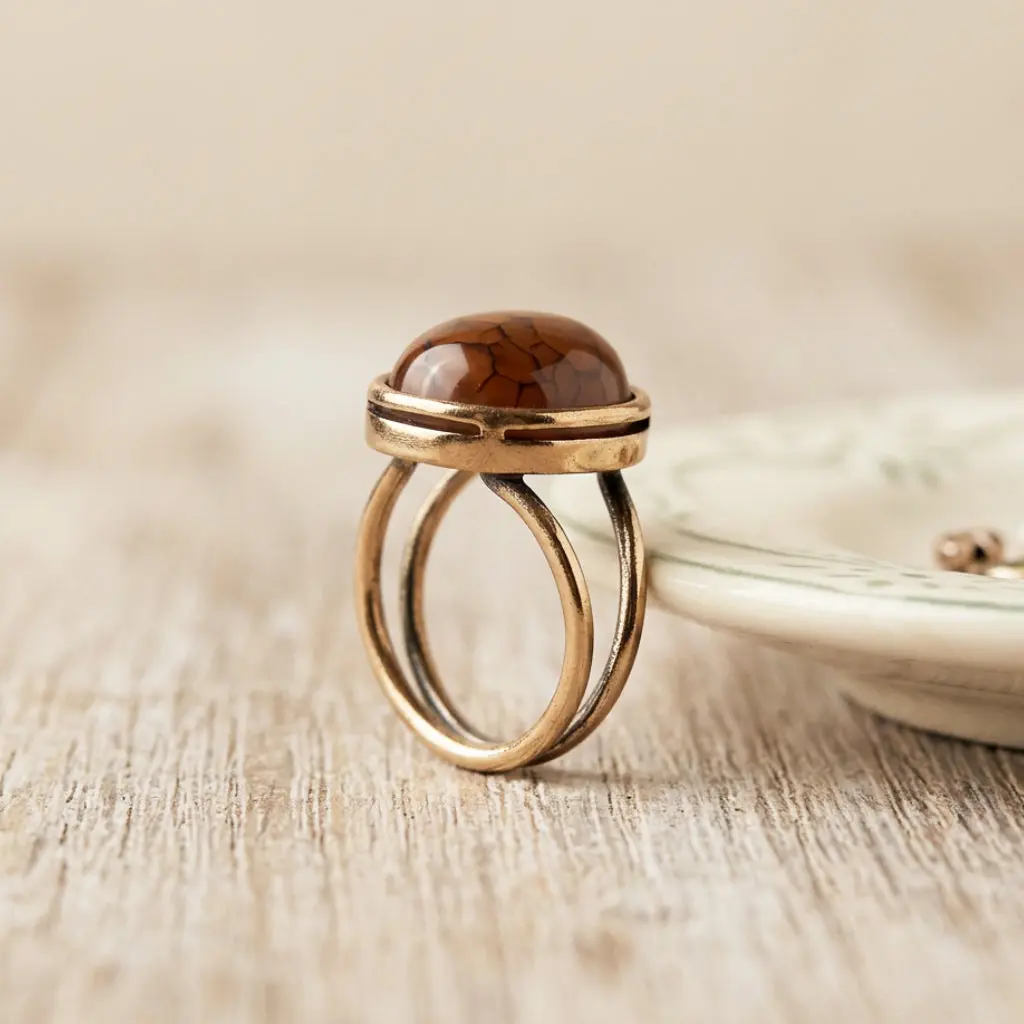 Dragon Vein Oval Agate Ring