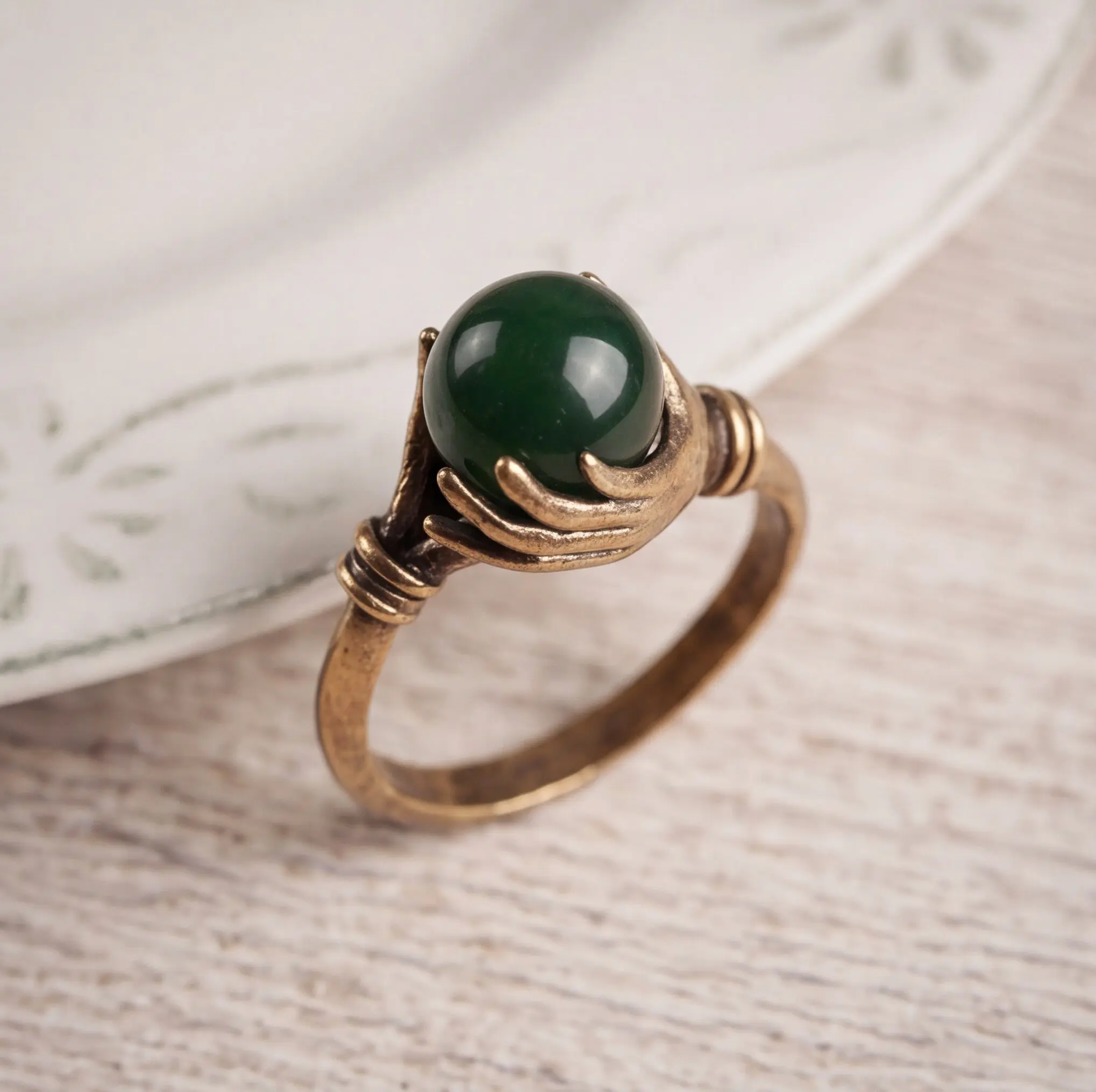 Gothic Jade Sphere Ring