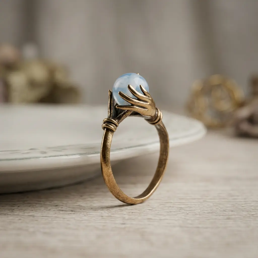 Gothic Moonstone Sphere Ring
