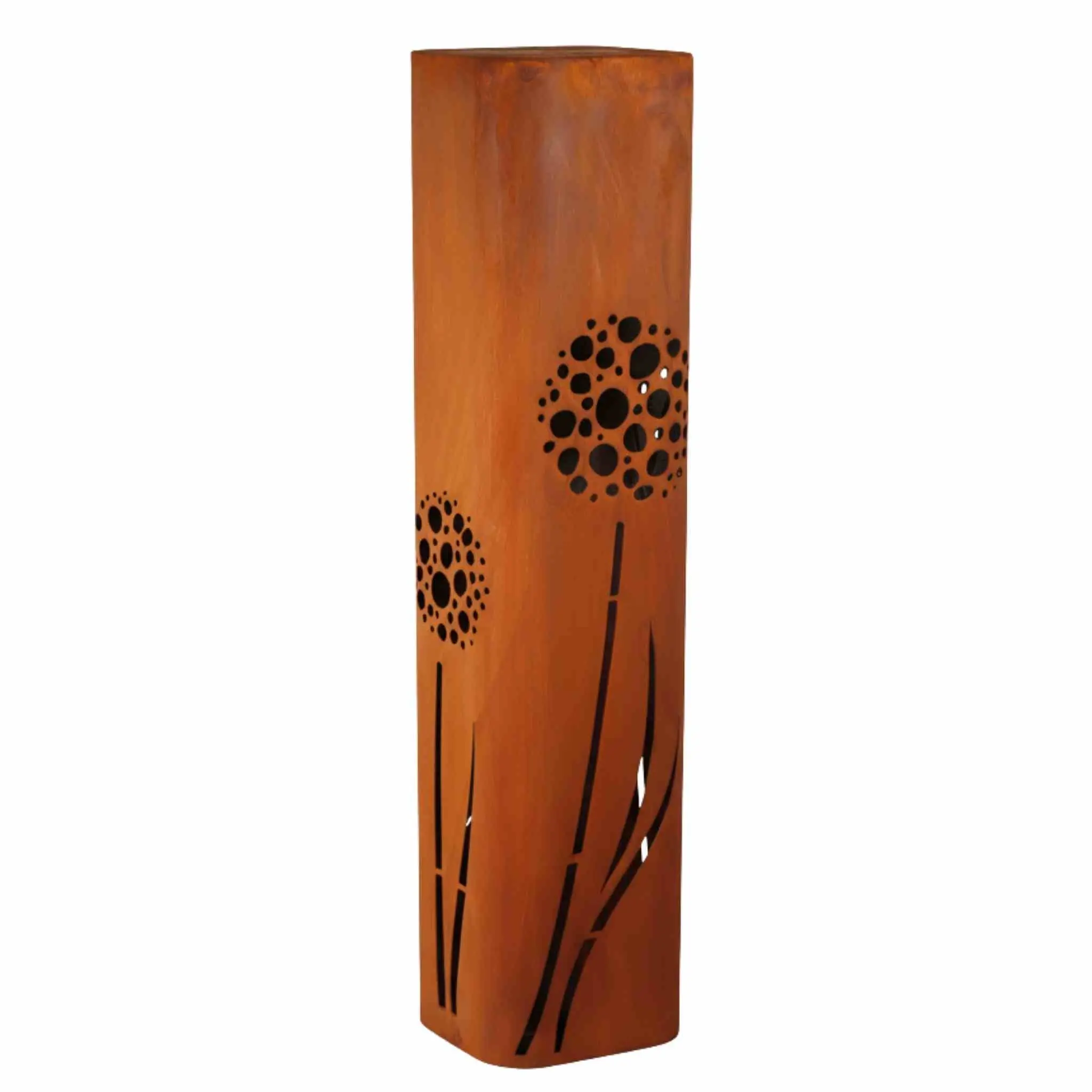 Pusteblumen-Säule 80 cm aus Cortenstahl – schlanke Stele