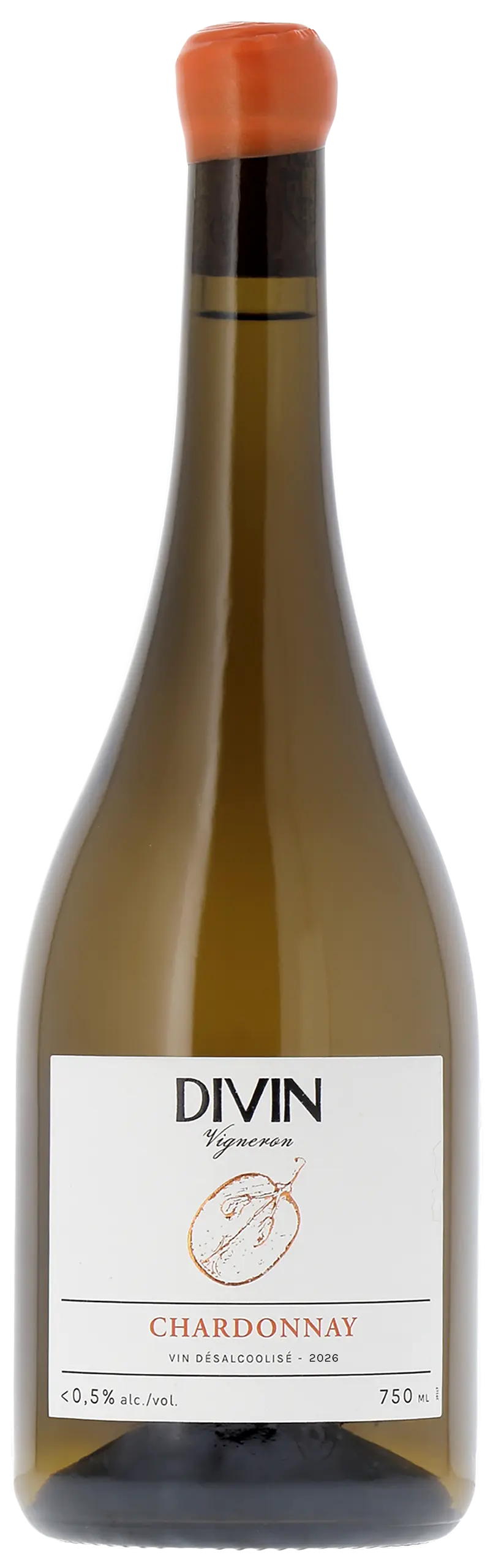 DIVIN Vigneron Chardonnay Blanc 0.5% 2025 - Vins sans alcool