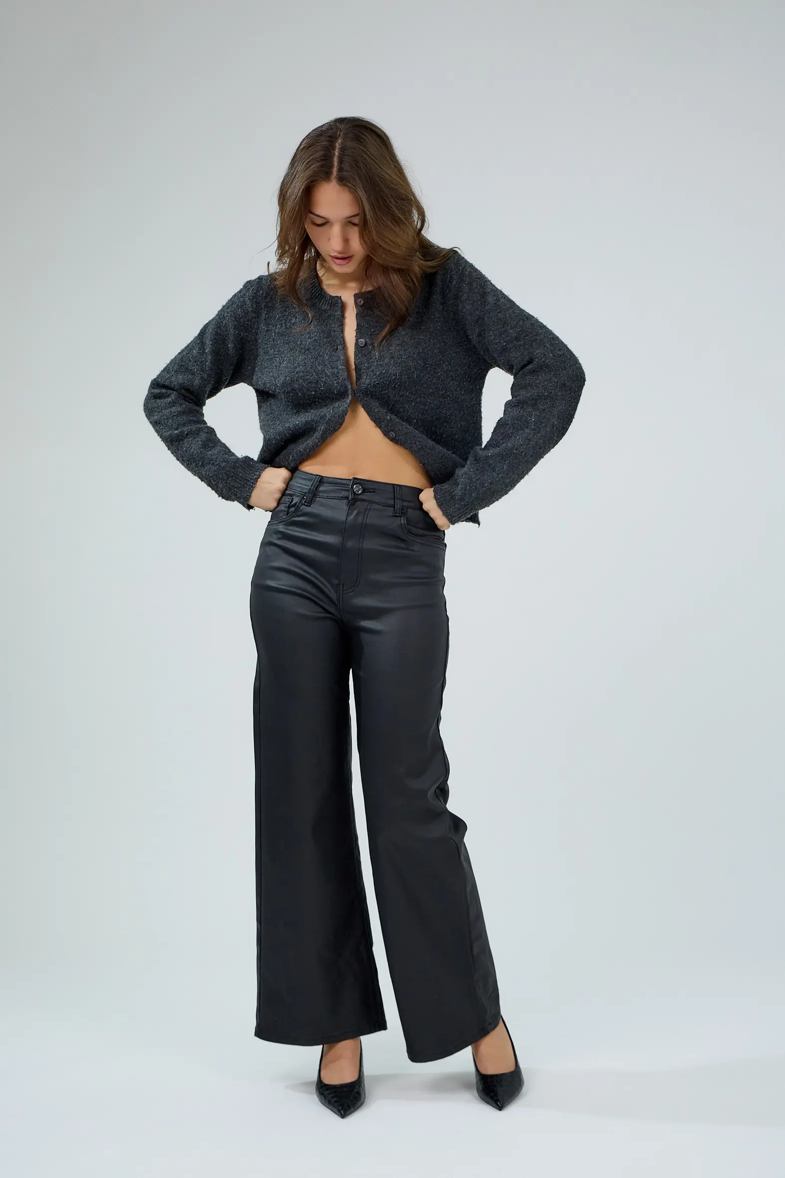 Pantalon femme wide en enduit "Corinne" - Ana & Lucy