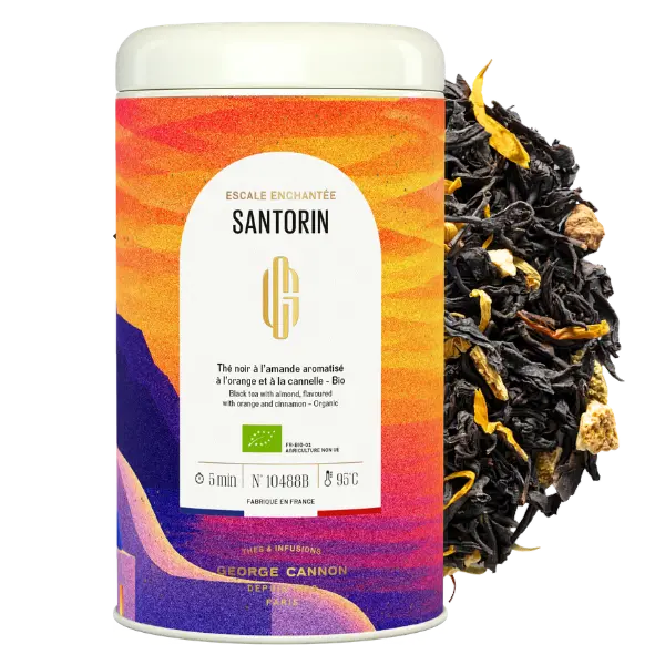 ESCALE ENCHANTÉE SANTORIN - Thé noir à l'amande aromatisé orange et cannelle Bio