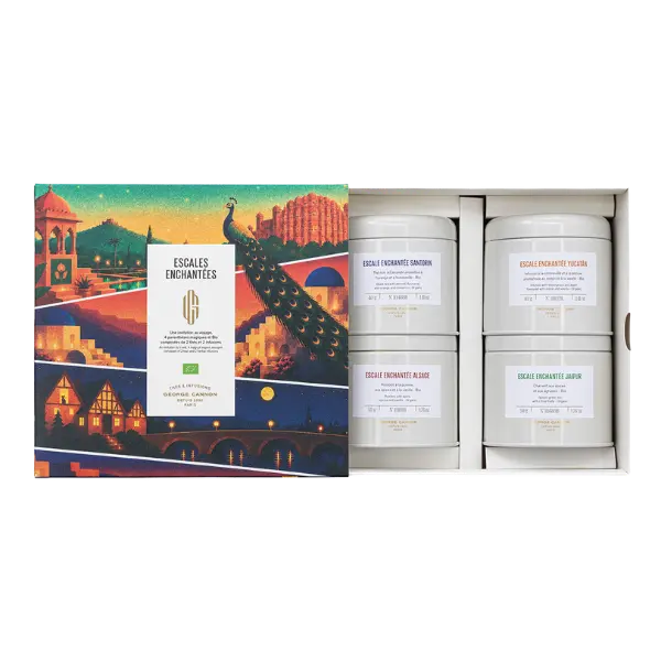 COFFRET 4 BOÎTES DE THÉS ET INFUSIONS ESCALES ENCHANTÉES