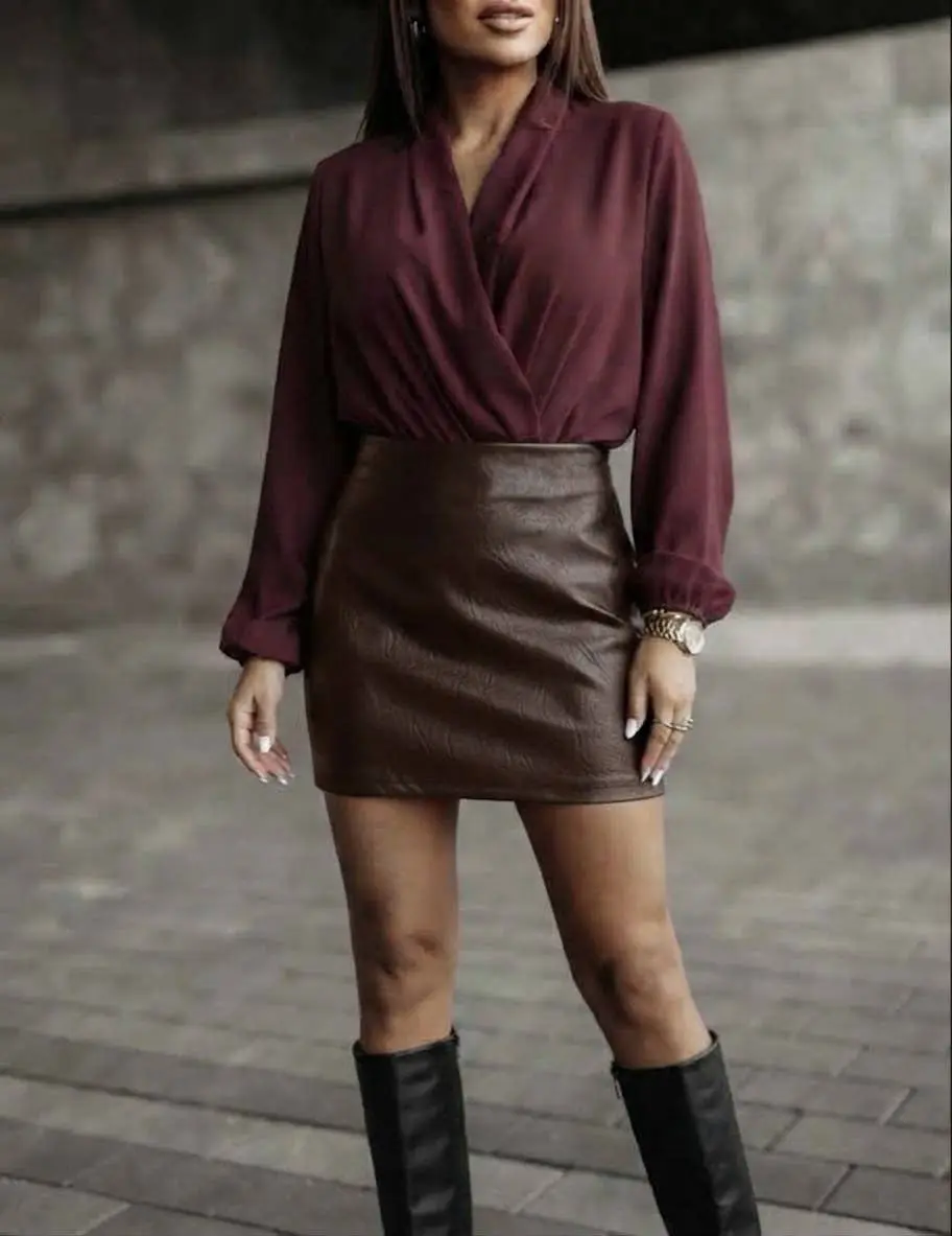 Jupe simili cuir 8738