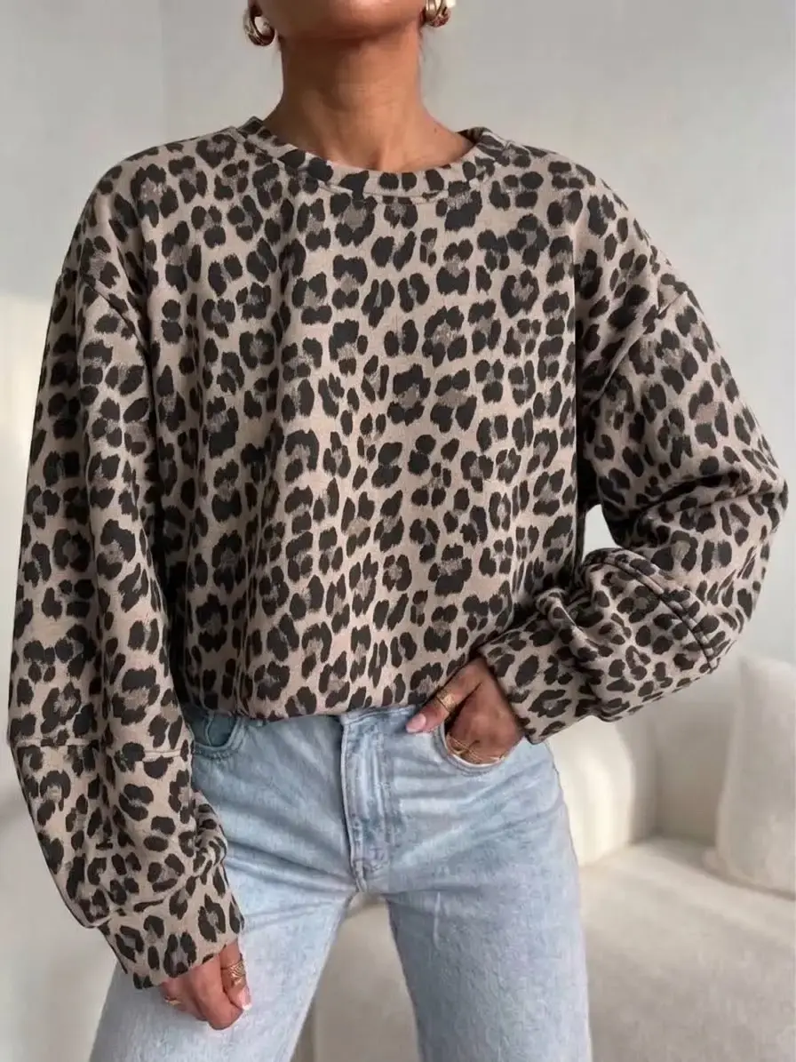 Sweat leopard en coton - F1178