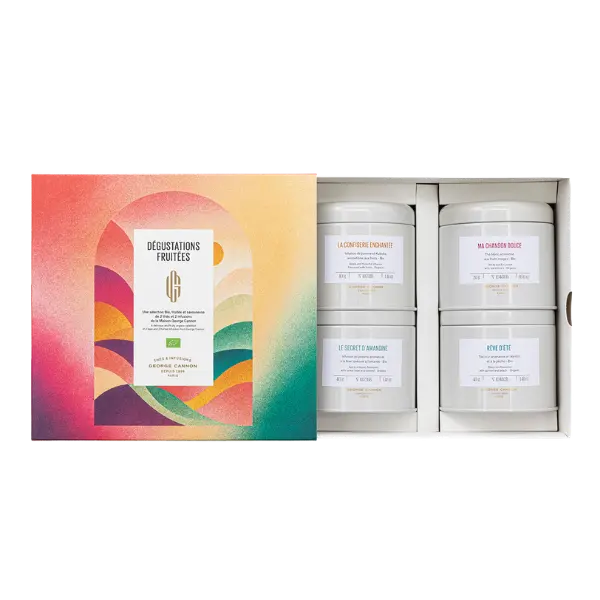 COFFRET 4 BOÎTES DE THÉS ET INFUSIONS DÉGUSTATIONS FRUITÉES