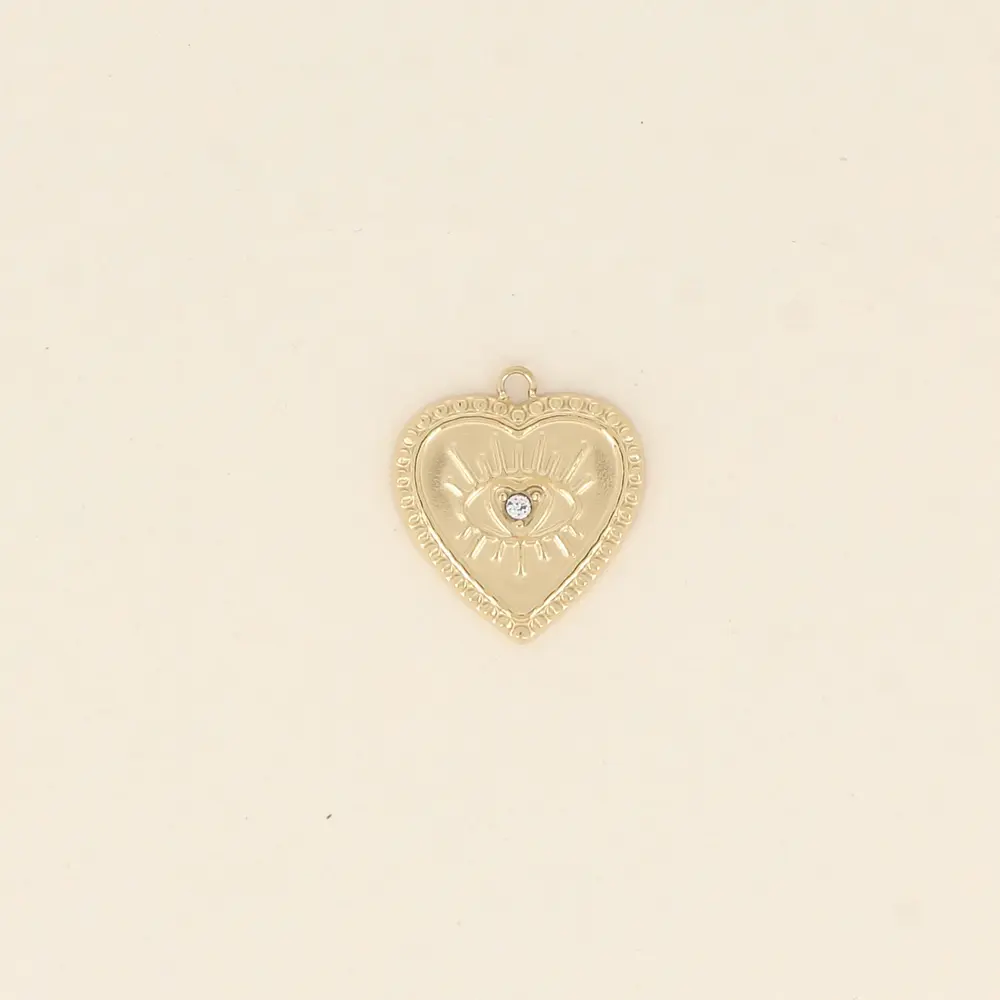 LOT DE 3 Pendentifs en forme de cœur avec œil strassé