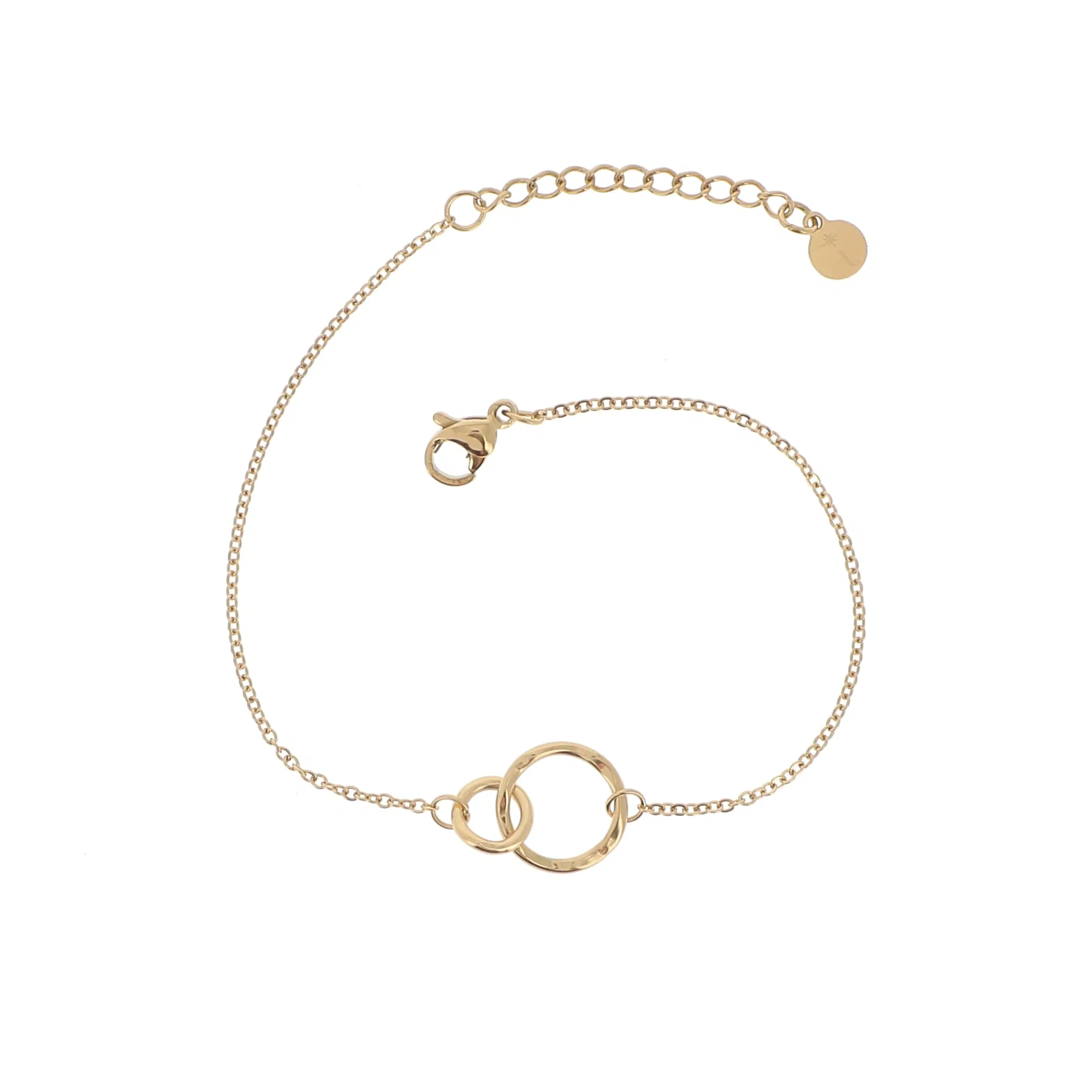 Bracelet avec deux anneaux martelés entrelacés