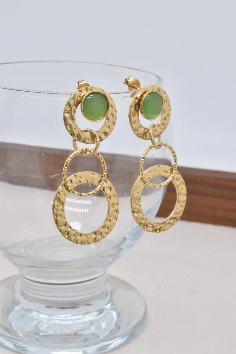 Boucles d'oreilles œil de chat en acier inoxyable - BO100551OR-VR