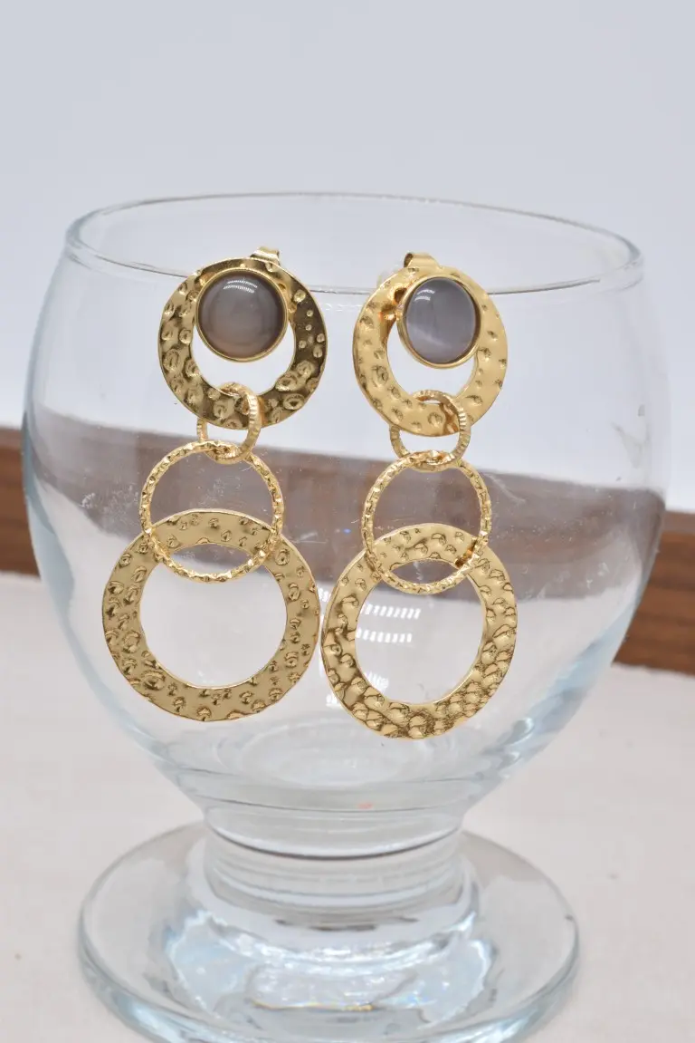 Boucles d'oreilles œil de chat en acier inoxyable - BO100551OR-GR