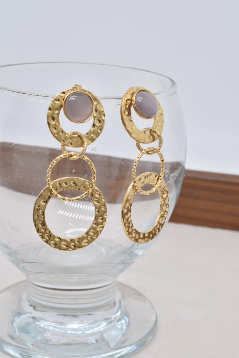 Boucles d'oreilles œil de chat en acier inoxyable - BO100551OR-VI