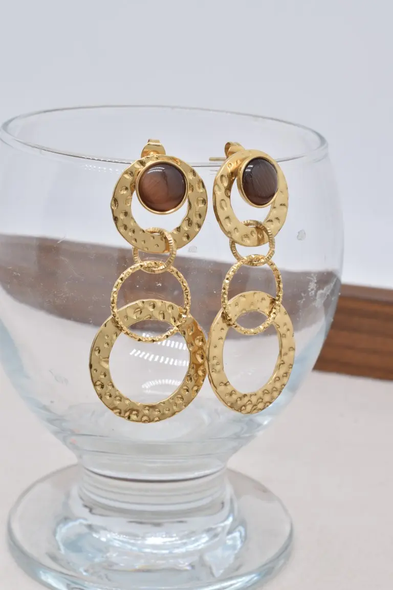 Boucles d'oreilles œil de chat en acier inoxyable - BO100551OR-MA