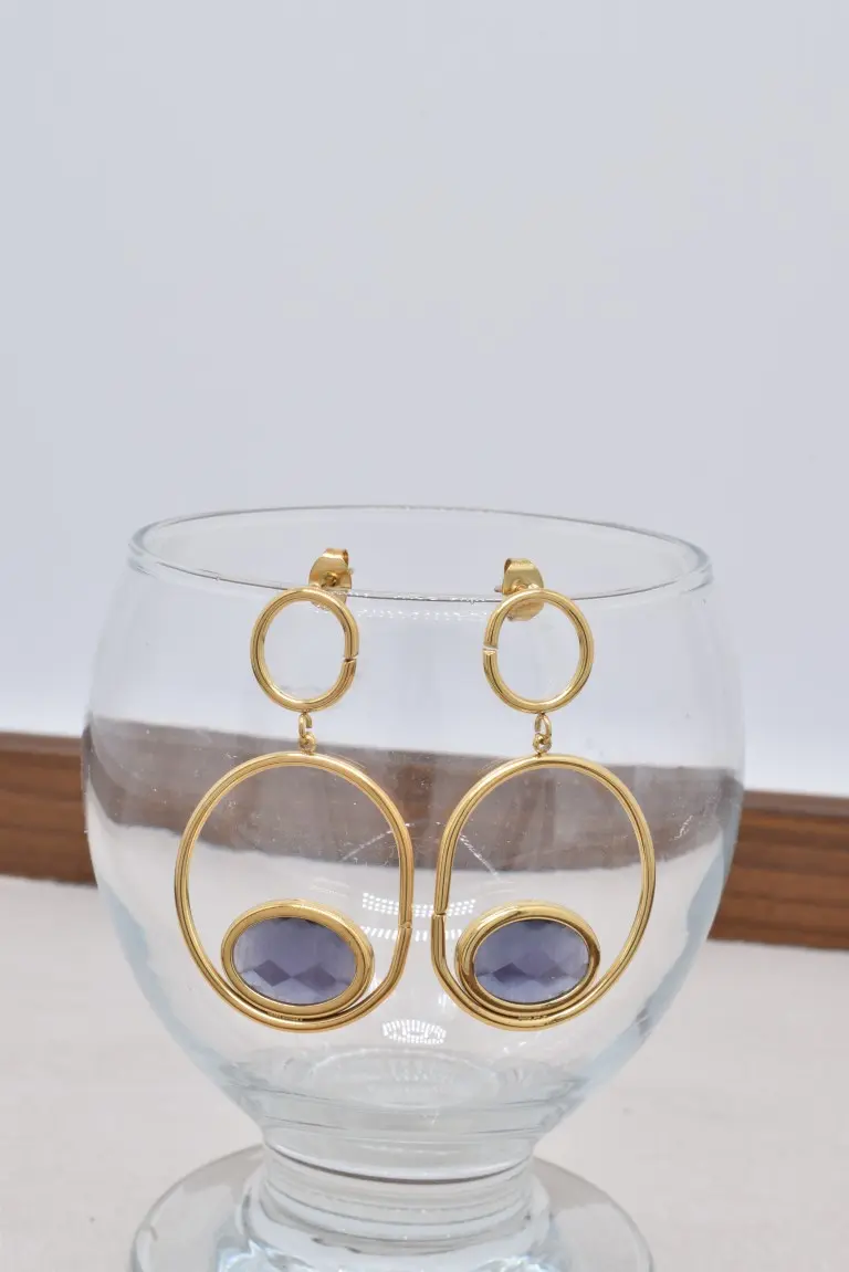 Boucles d'oreilles œil de chat en acier inoxyable - BO100552OR-VI