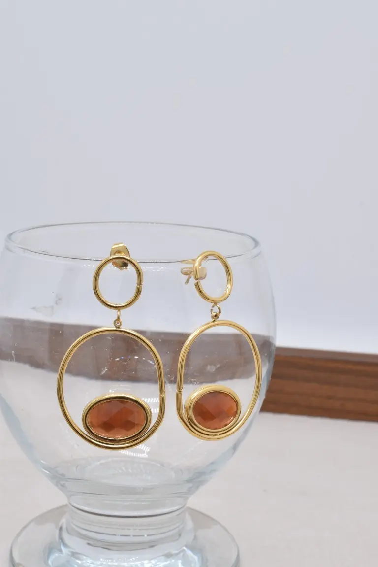 Boucles d'oreilles œil de chat en acier inoxyable - BO100552OR-MA