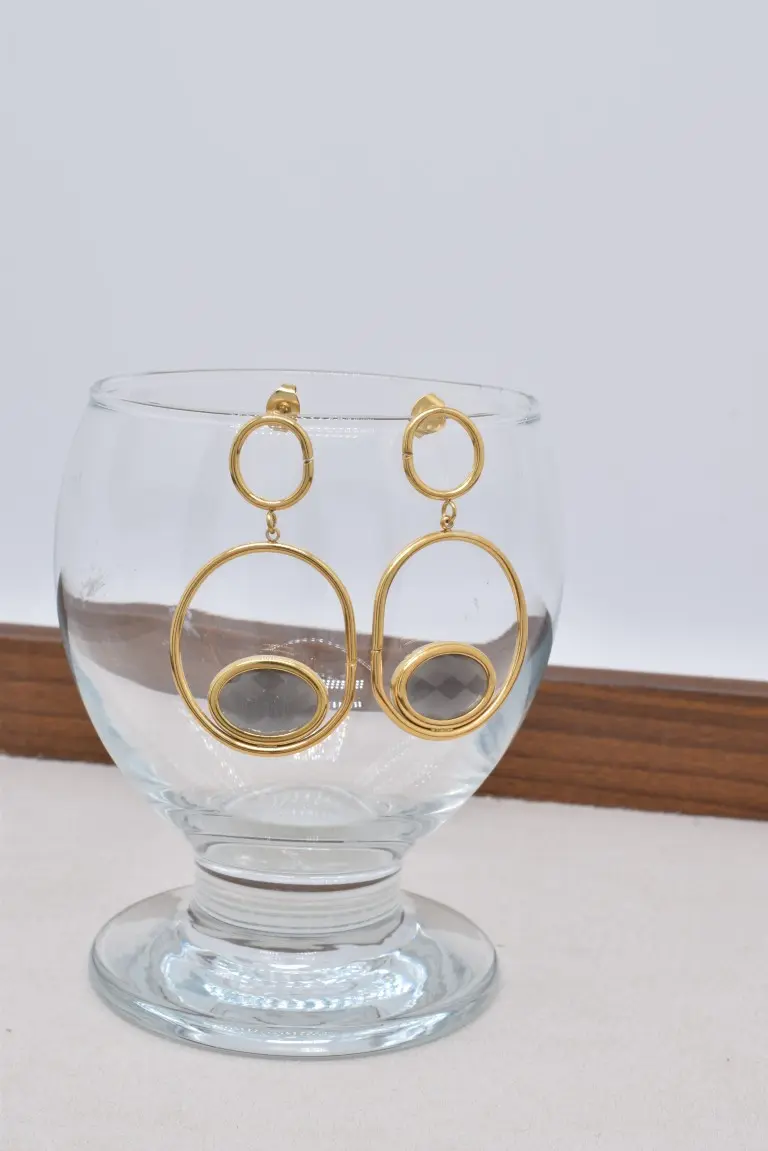 Boucles d'oreilles œil de chat en acier inoxyable - BO100552OR-GR