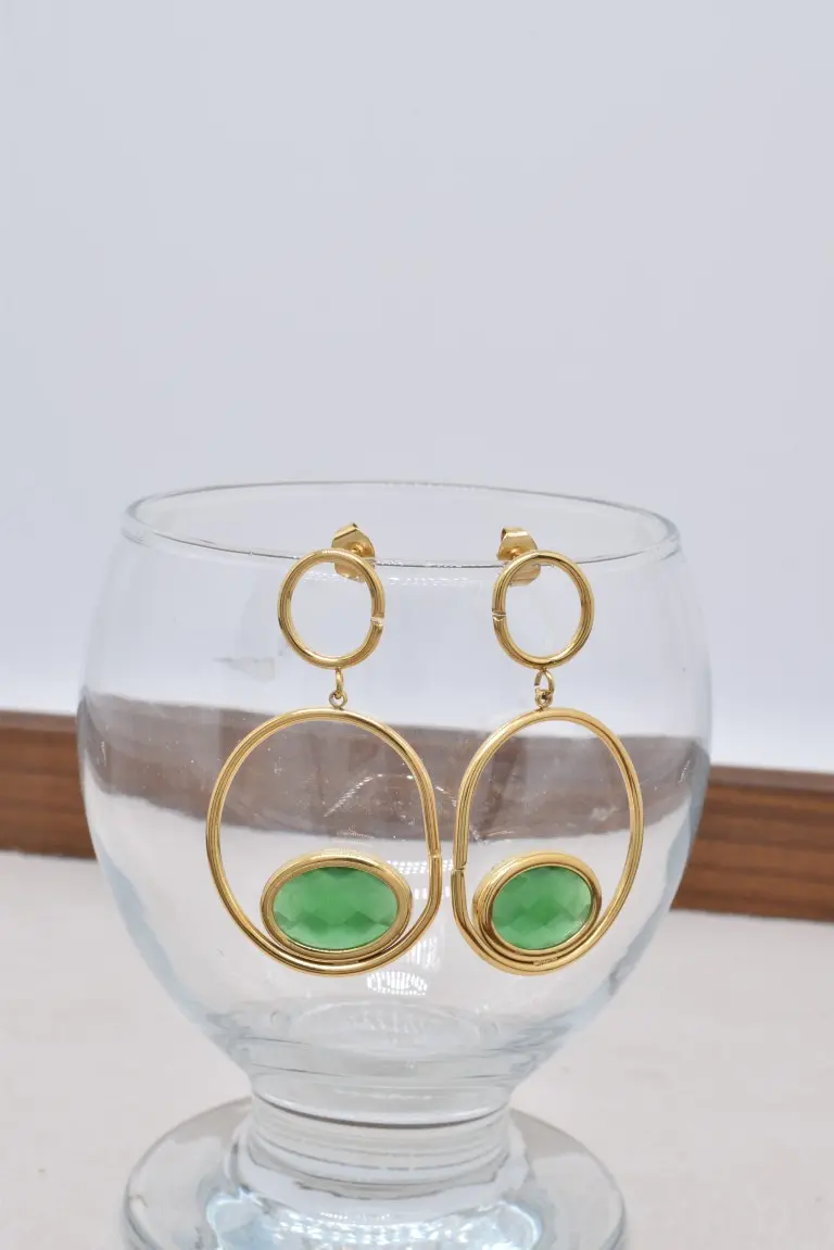 Boucles d'oreilles œil de chat en acier inoxyable - BO100552OR-VR